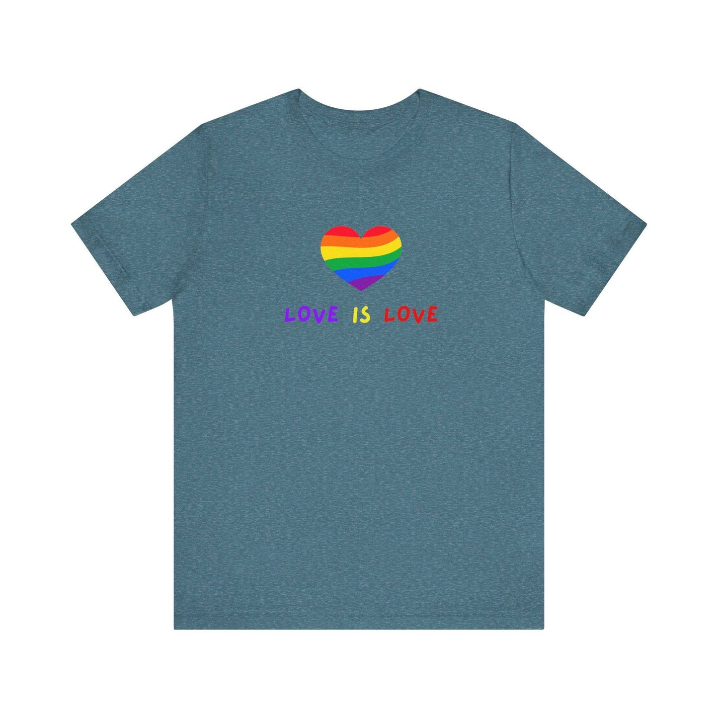 Love Is Love T-Shirt - LGBTQ Pride Rainbow Heart Design - Goateez Style