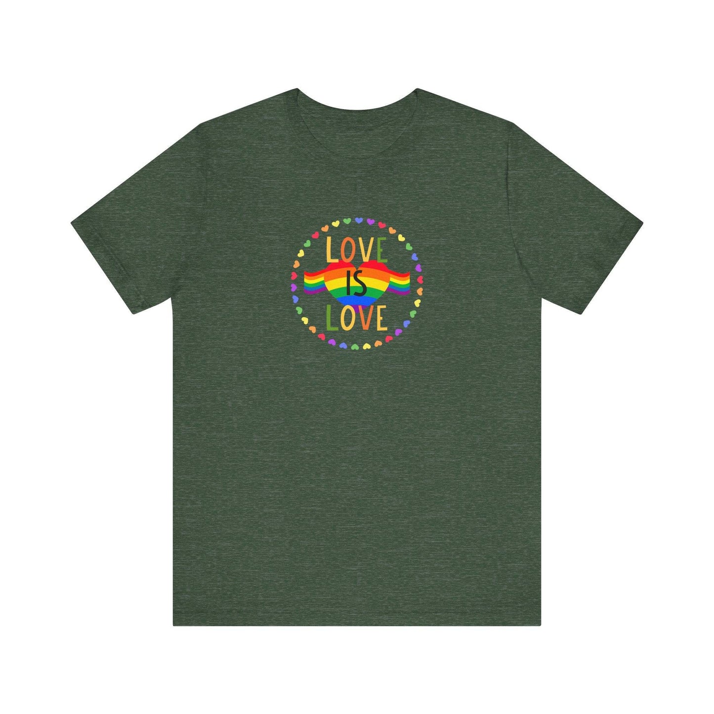 Love Is Love T-Shirt - Rainbow Pride Heart LGBTQ+ Equality Shirt - Goateez Style