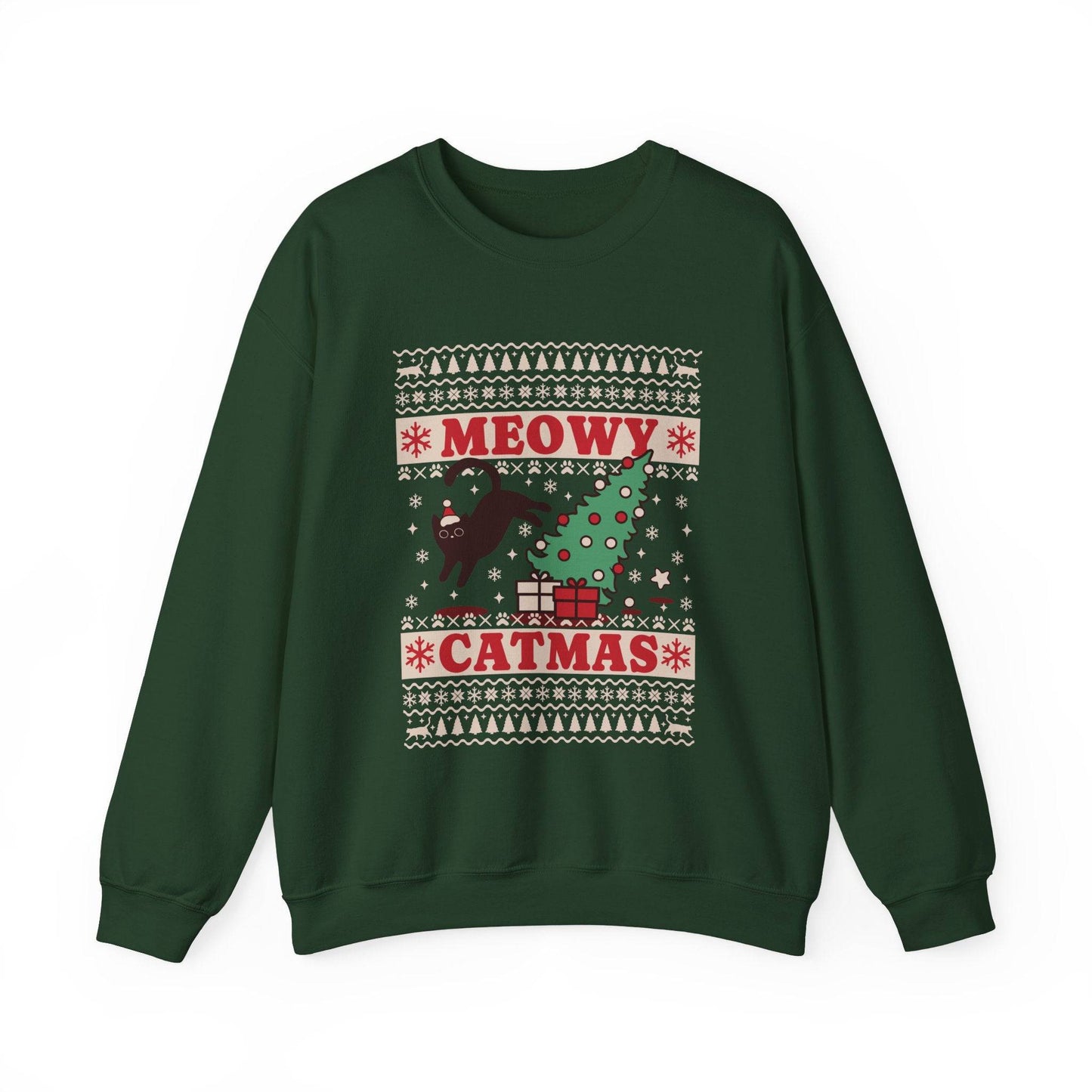 Meowy Catmas Sweatshirt - Funny Holiday Cat Lover Design - Goateez Style