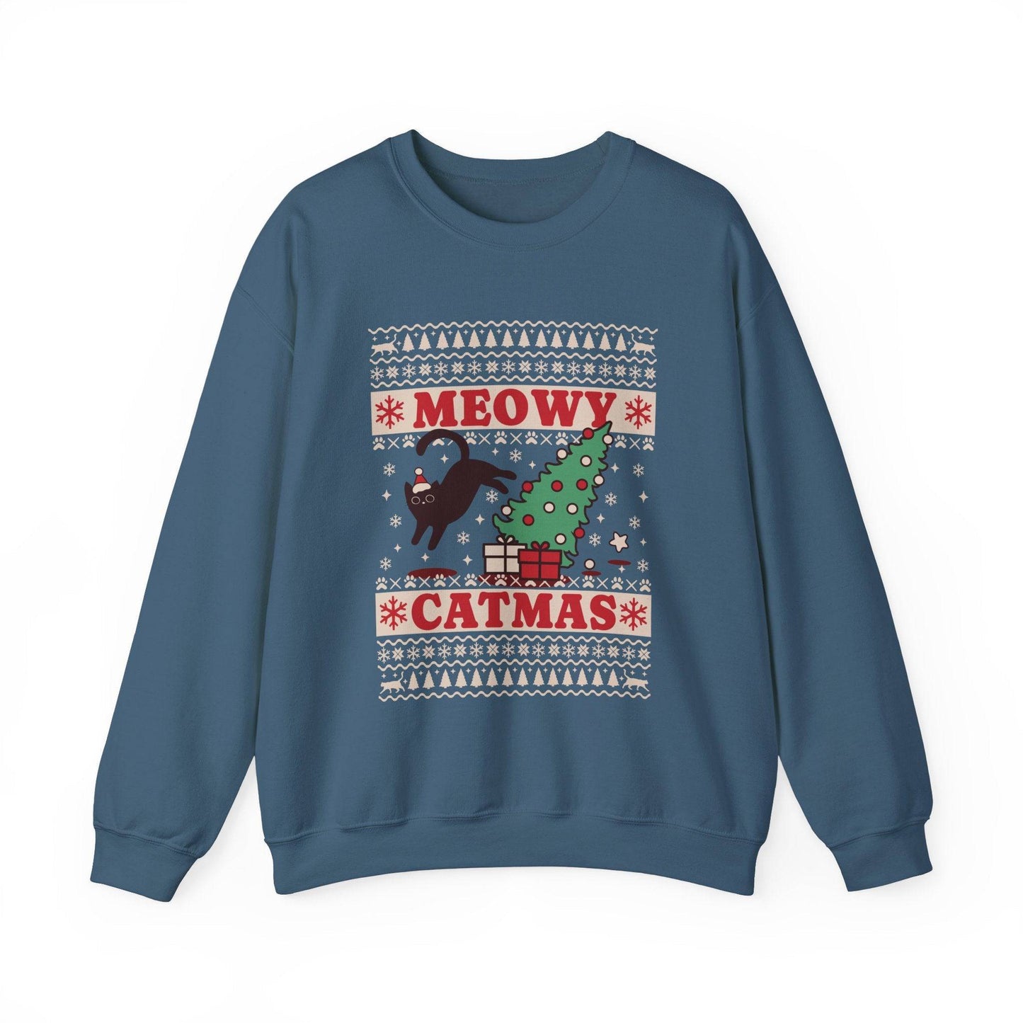 Meowy Catmas Sweatshirt - Funny Holiday Cat Lover Design - Goateez Style