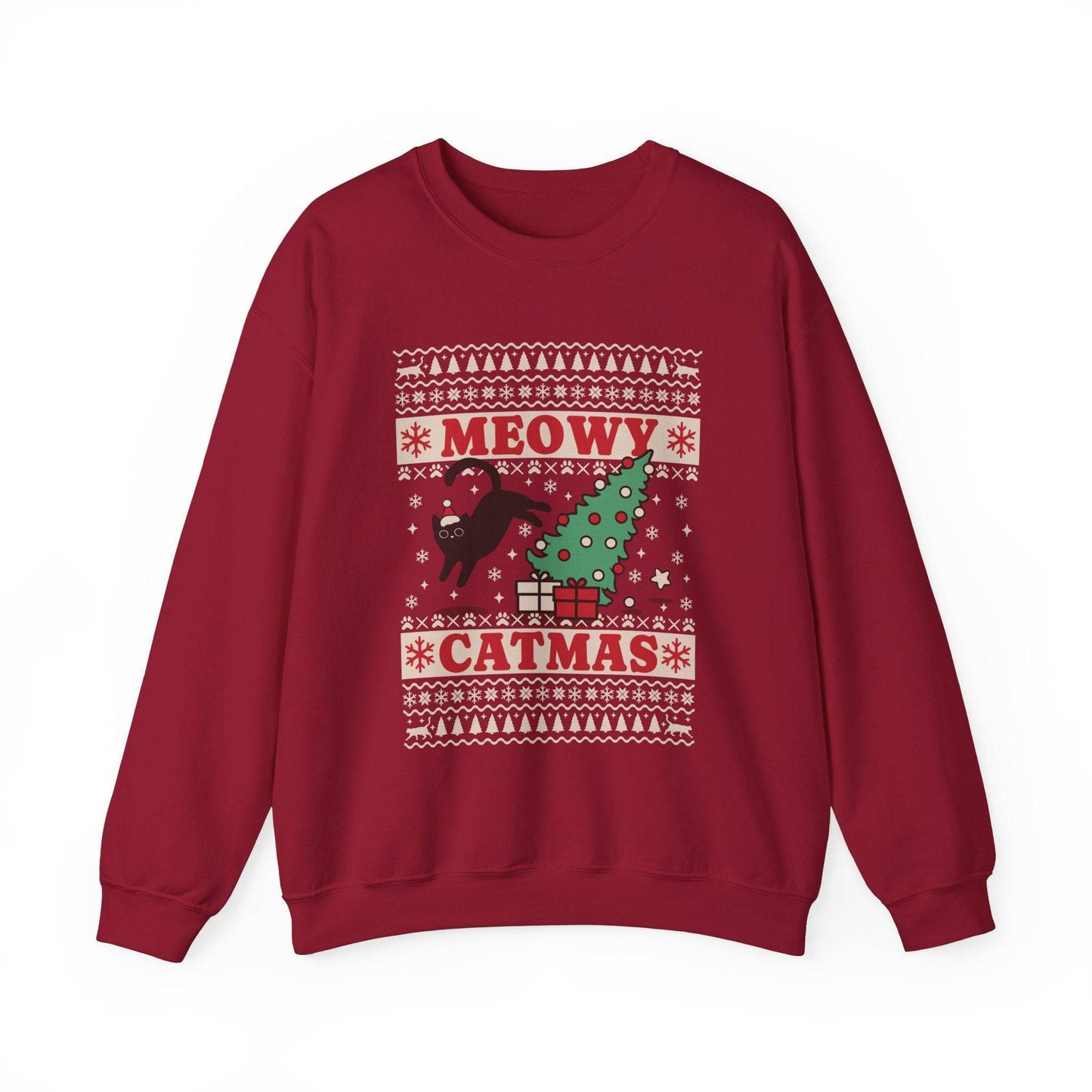 Meowy Catmas Sweatshirt - Funny Holiday Cat Lover Design - Goateez Style