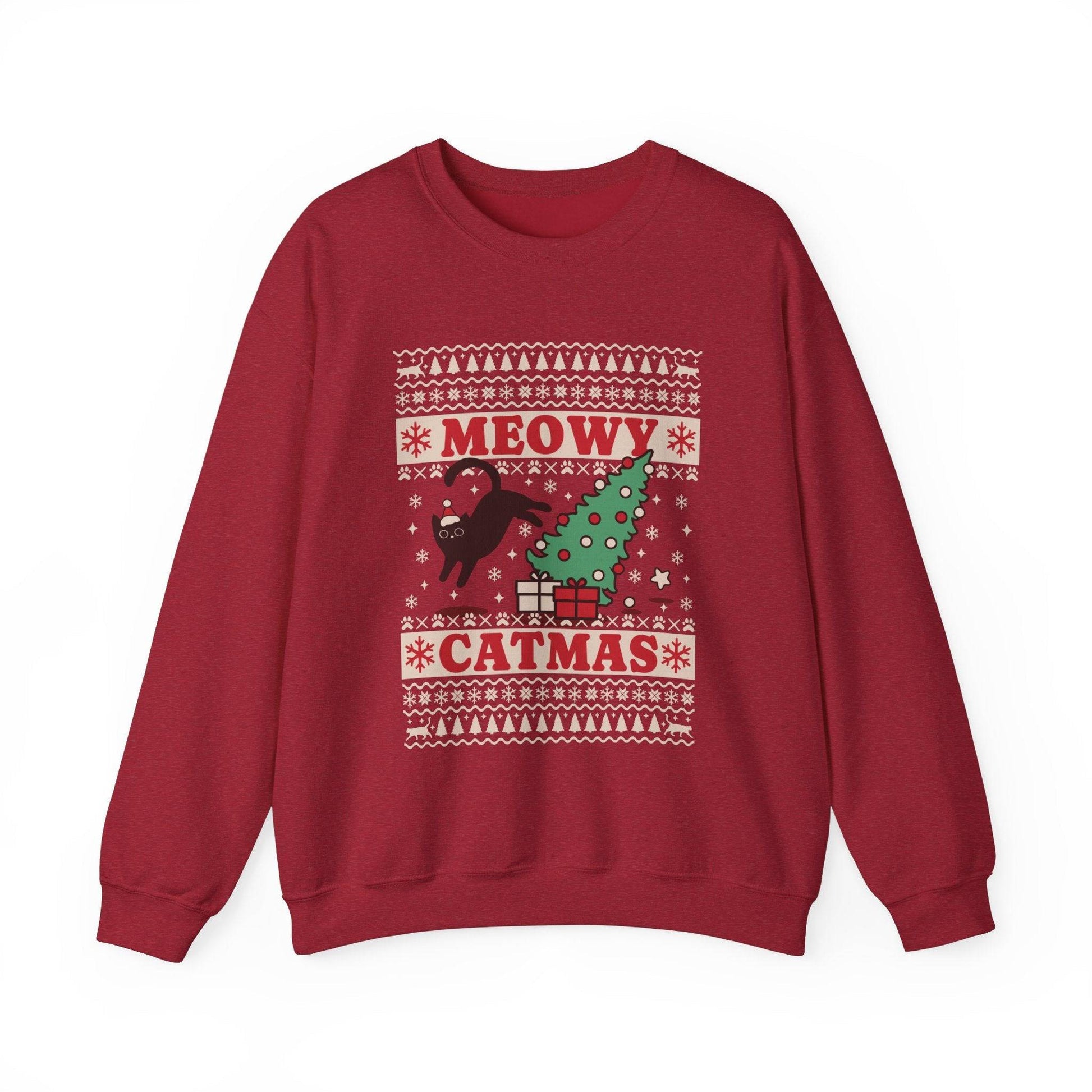 Meowy Catmas Sweatshirt - Funny Holiday Cat Lover Design - Goateez Style