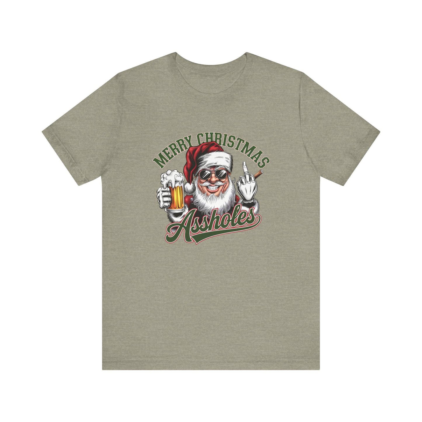 Merry Christmas Assholes Funny Santa T-Shirt Adult Humor - Goateez Style