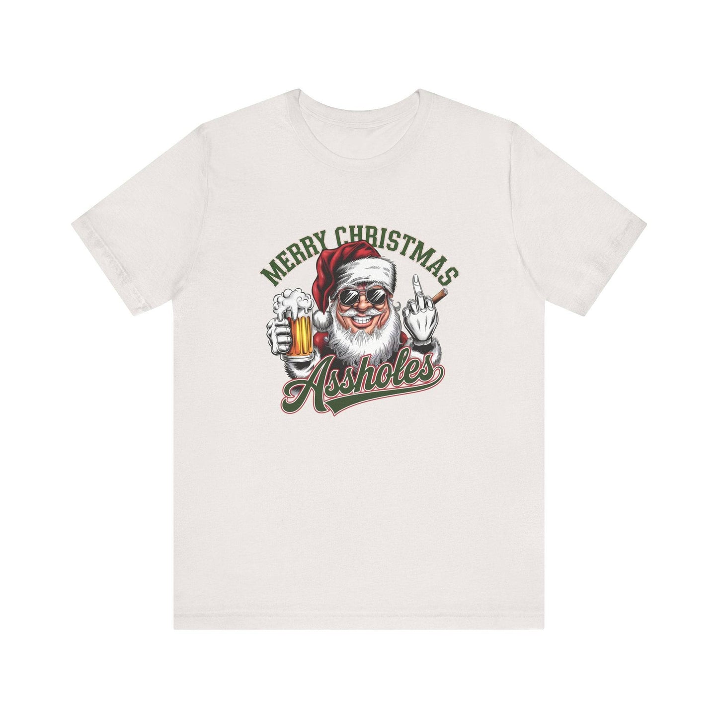 Merry Christmas Assholes Funny Santa T-Shirt Adult Humor - Goateez Style