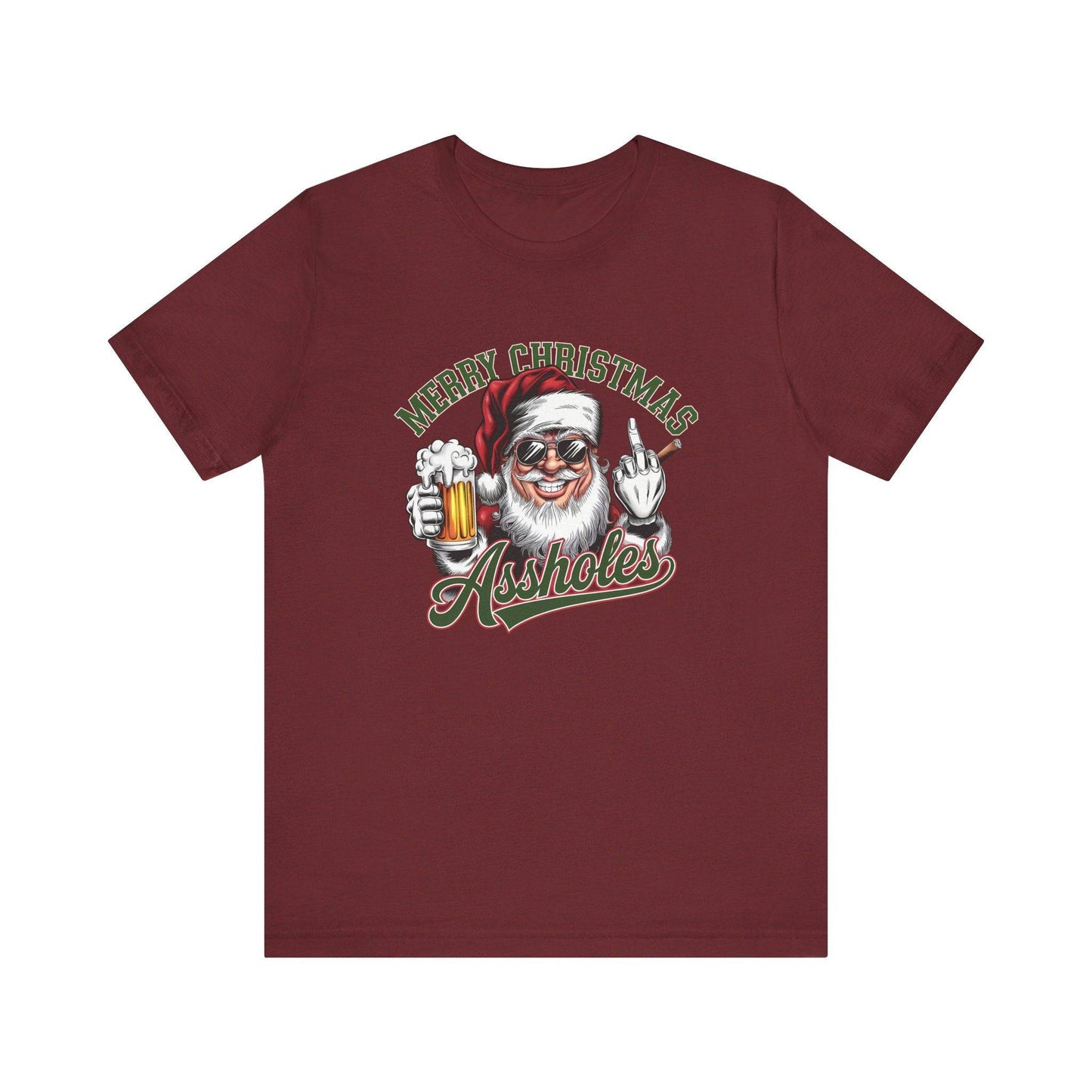 Merry Christmas Assholes Funny Santa T-Shirt Adult Humor - Goateez Style