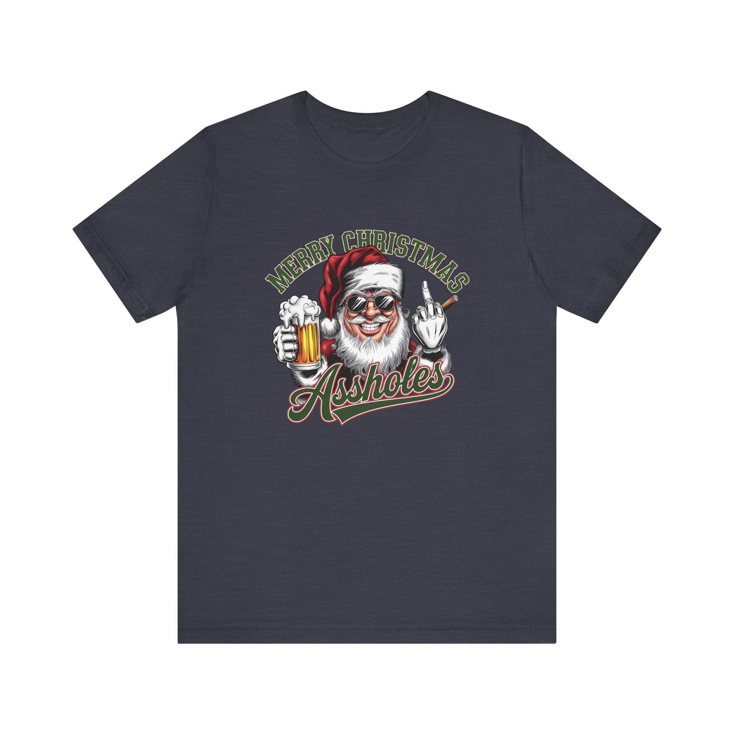 Merry Christmas Assholes Funny Santa T-Shirt Adult Humor - Goateez Style