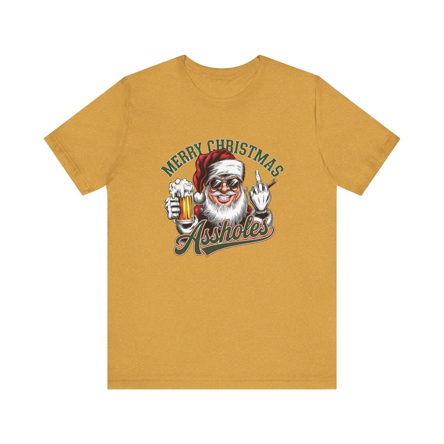 Merry Christmas Assholes Funny Santa T-Shirt Adult Humor - Goateez Style