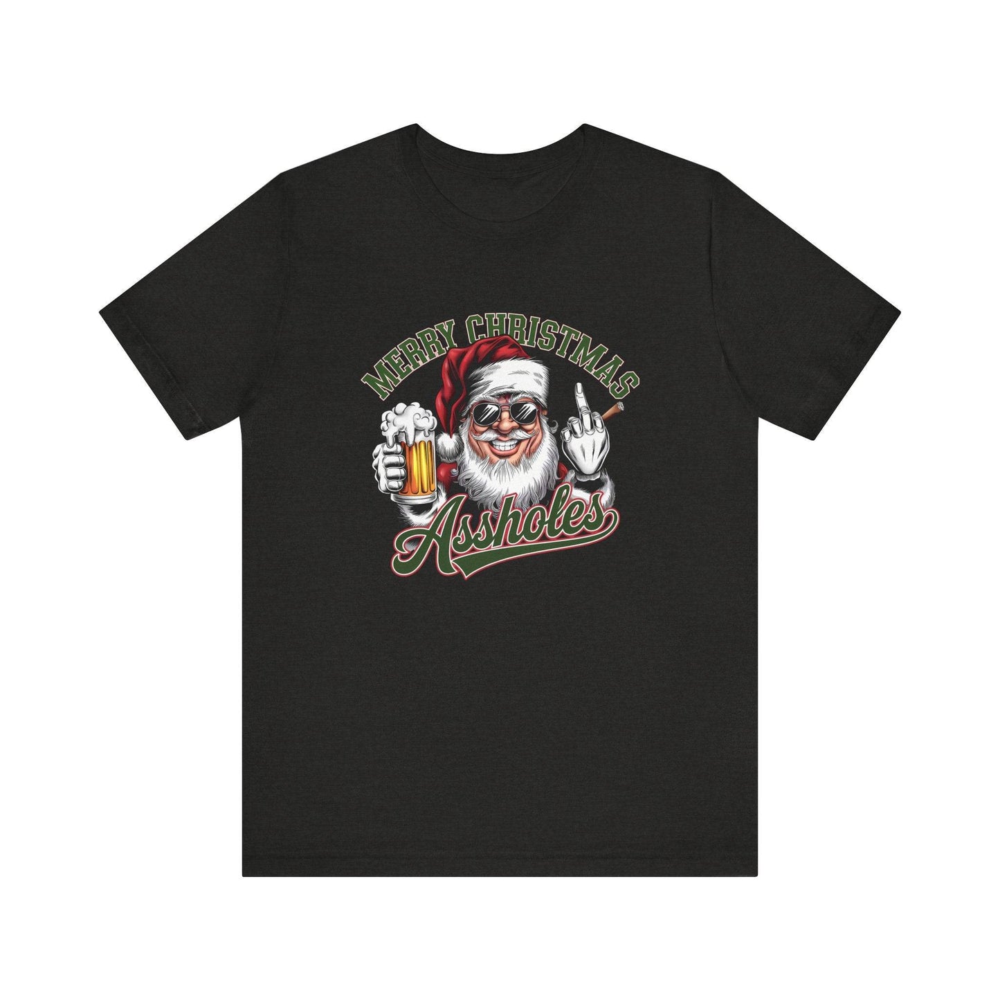 Merry Christmas Assholes Funny Santa T-Shirt Adult Humor - Goateez Style