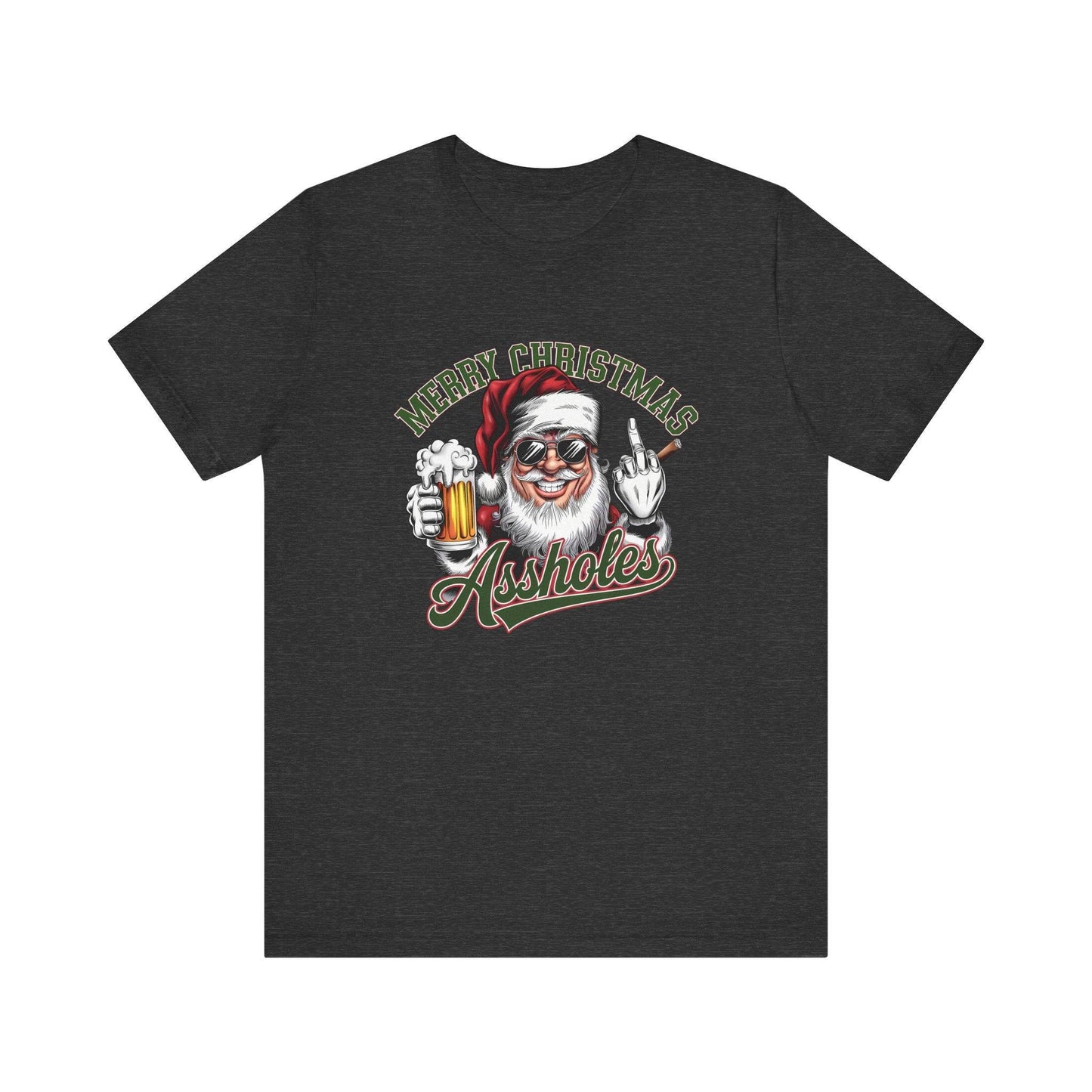 Merry Christmas Assholes Funny Santa T-Shirt Adult Humor - Goateez Style