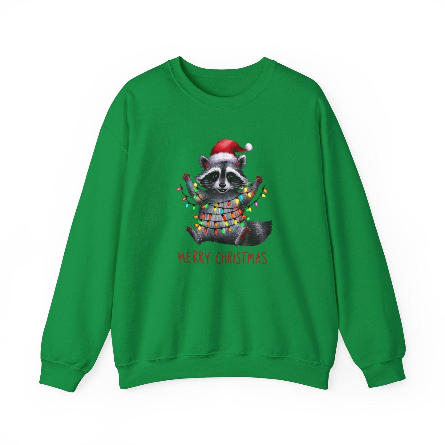 Merry Christmas Raccoon Sweatshirt - Cute Holiday Lights Design - Goateez Style