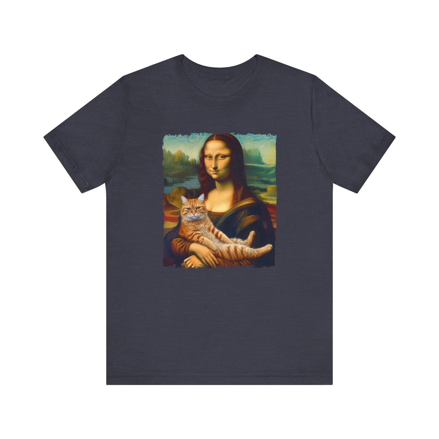 Mona Lisa with Cat T-Shirt - Classic Art Meets Feline Fun - Goateez Style