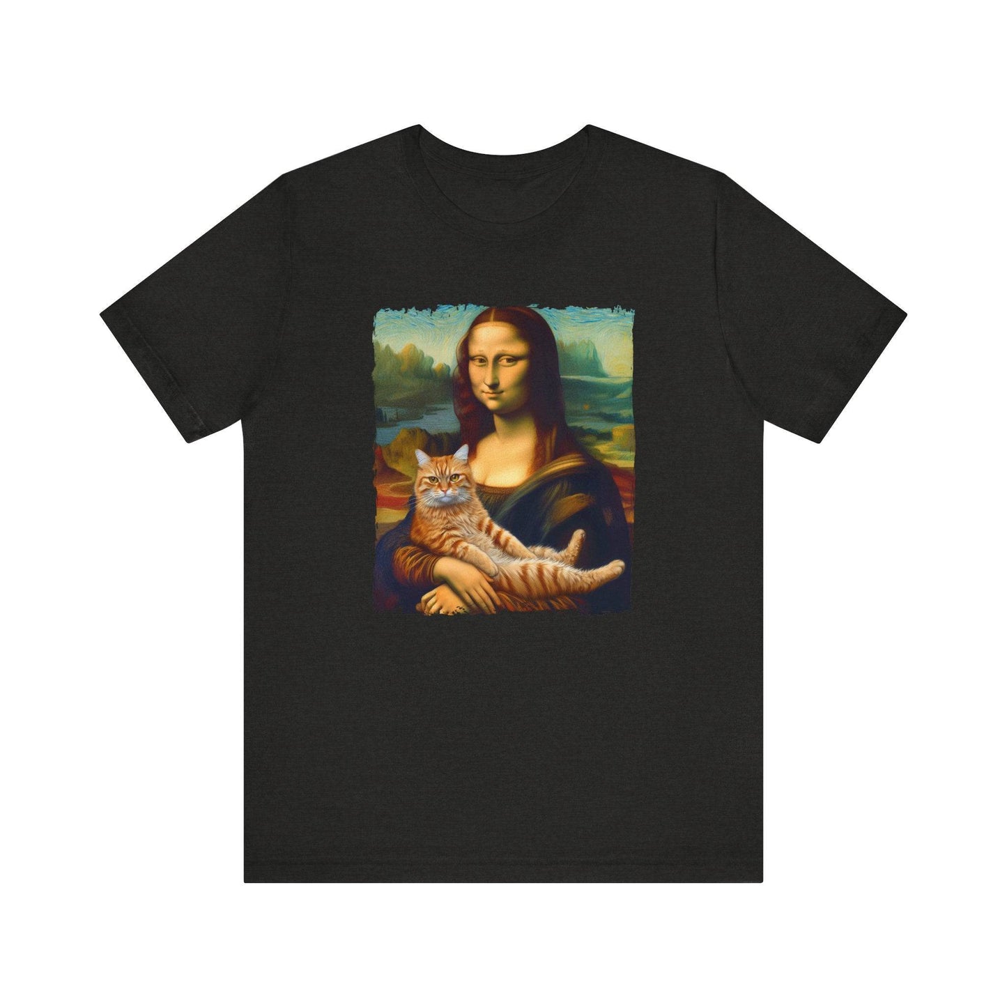 Mona Lisa with Cat T-Shirt - Classic Art Meets Feline Fun - Goateez Style