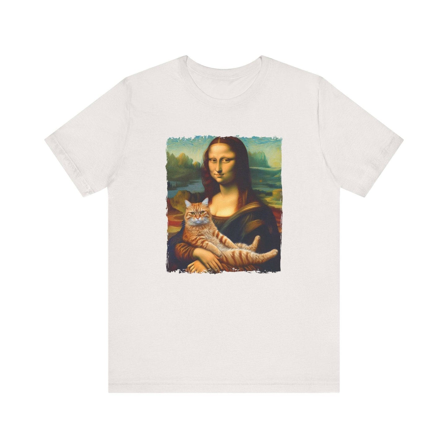 Mona Lisa with Cat T-Shirt - Classic Art Meets Feline Fun - Goateez Style