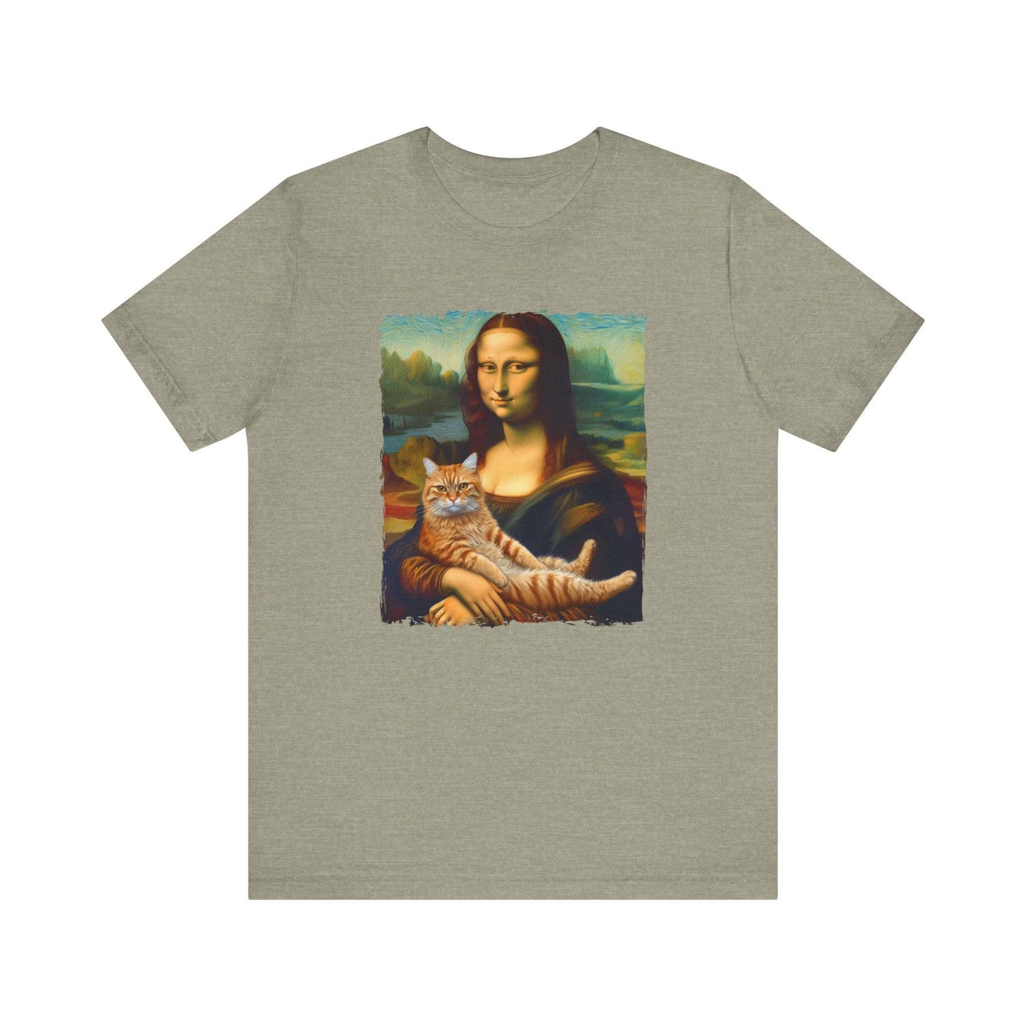 Mona Lisa with Cat T-Shirt - Classic Art Meets Feline Fun - Goateez Style