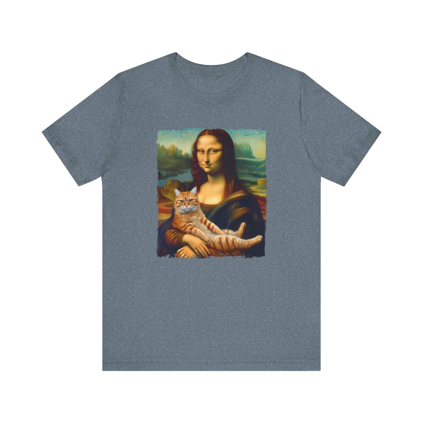 Mona Lisa with Cat T-Shirt - Classic Art Meets Feline Fun - Goateez Style