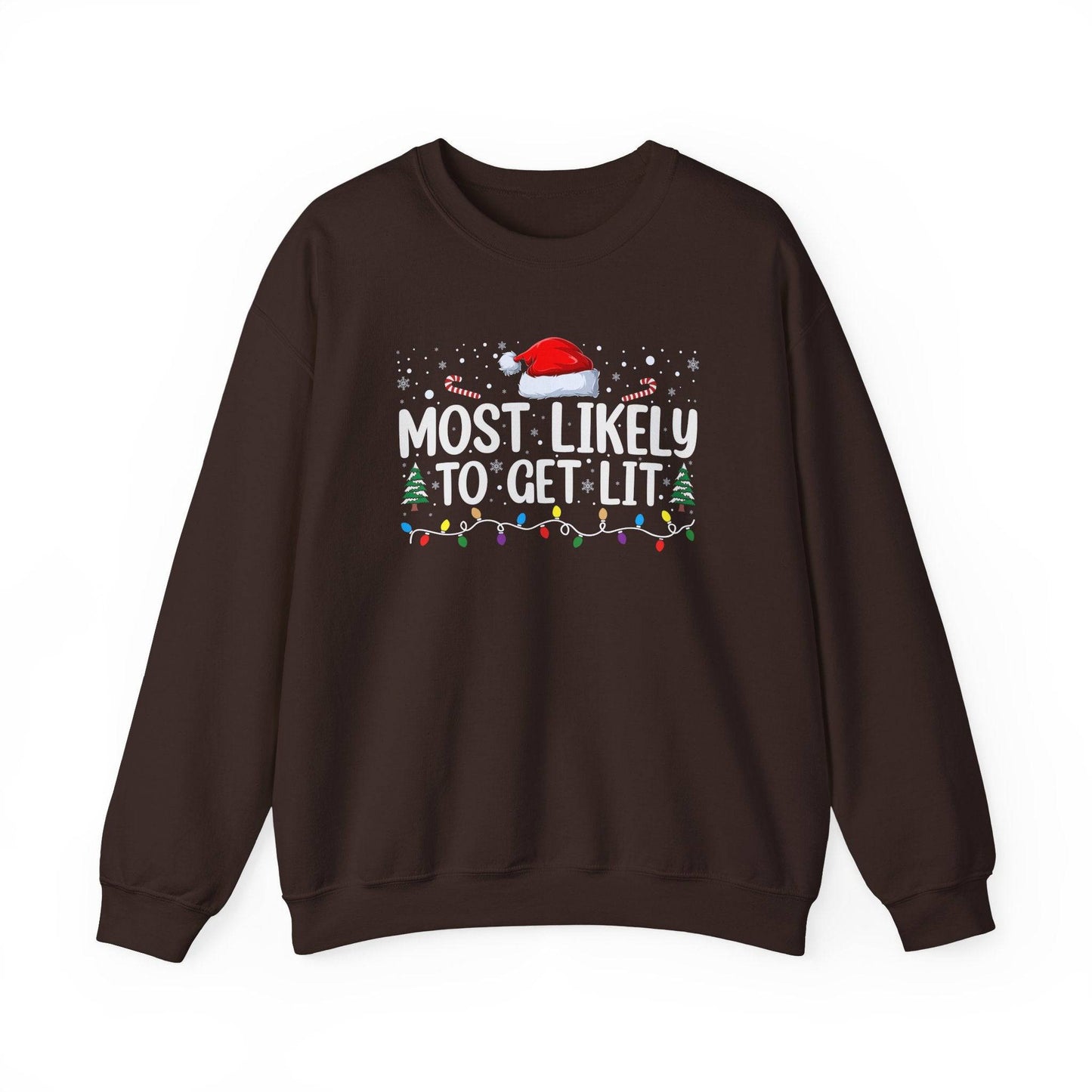 Most Likely to Get Lit Funny Christmas Sweatshirt - Holiday Humor - Goateez Style
