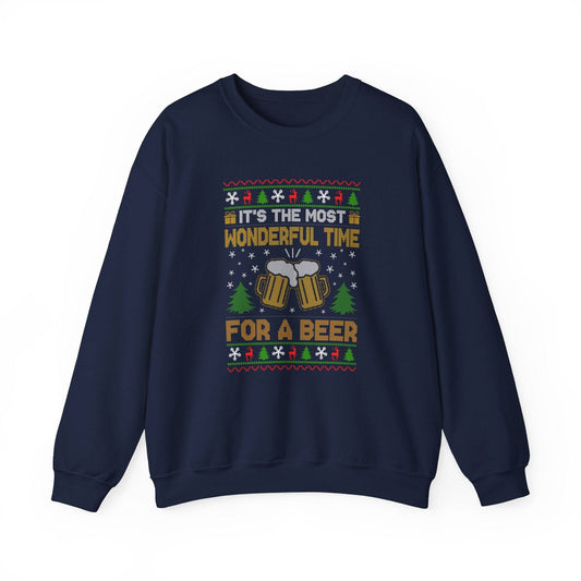 Most Wonderful Time for a Beer Funny Christmas Sweatshirt - Goateez Style