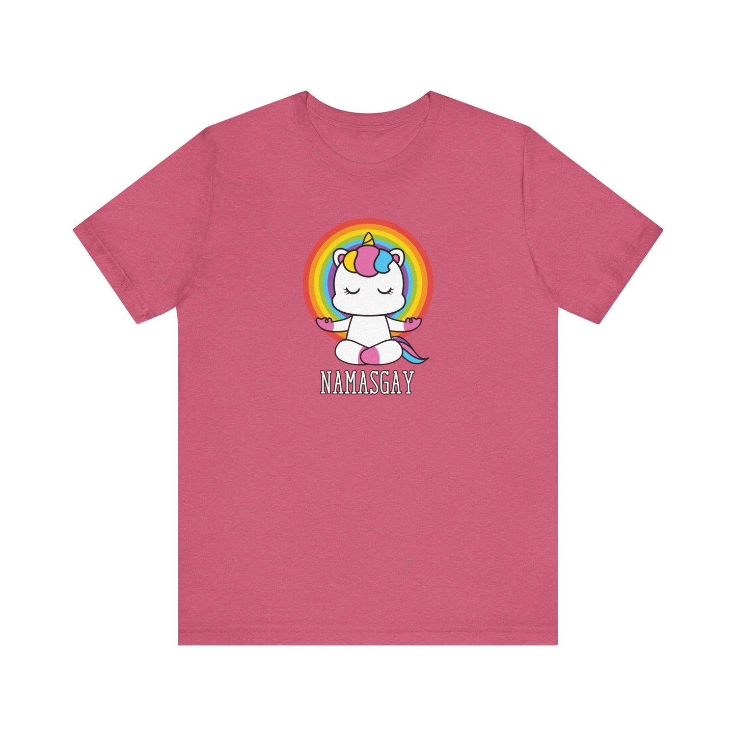 Namasgay Meditating Unicorn Pride Rainbow Tee - LGBTQ Yoga Fun - Goateez Style