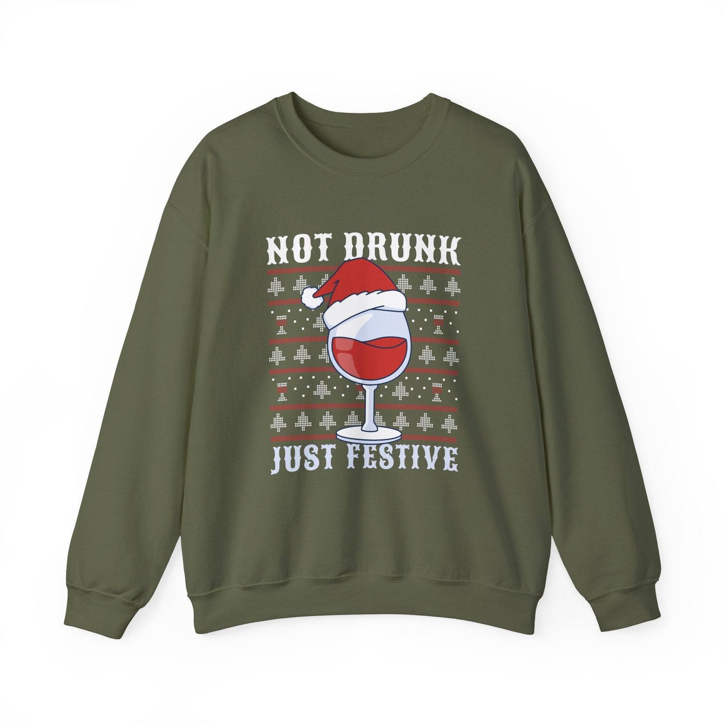 Not Drunk Just Festive Sweatshirt - Funny Holiday Drinking Design - Goateez Style