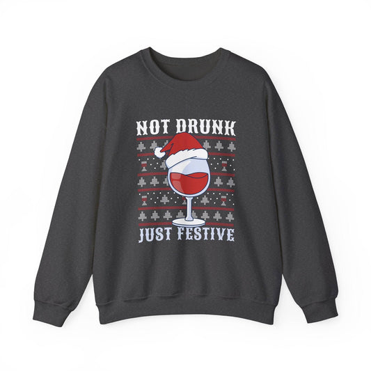 Not Drunk Just Festive Sweatshirt - Funny Holiday Drinking Design - Goateez Style