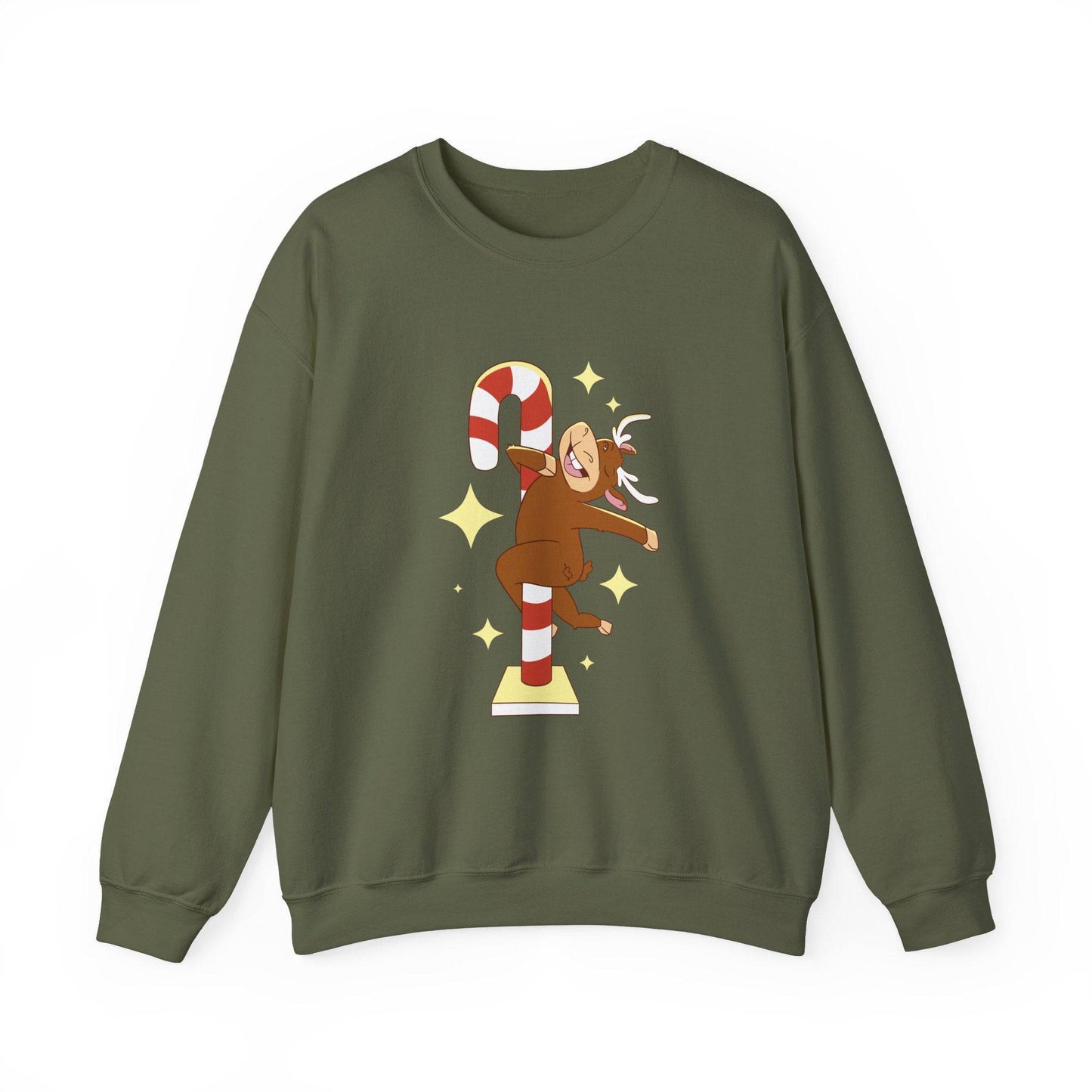 Pole Dancing Reindeer Sweatshirt - Funny Christmas Holiday Design - Goateez Style