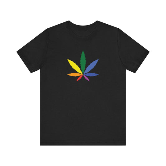 Pride Color Pot Leaf T-Shirt - LGBTQ Rainbow Cannabis Tee - Goateez Style