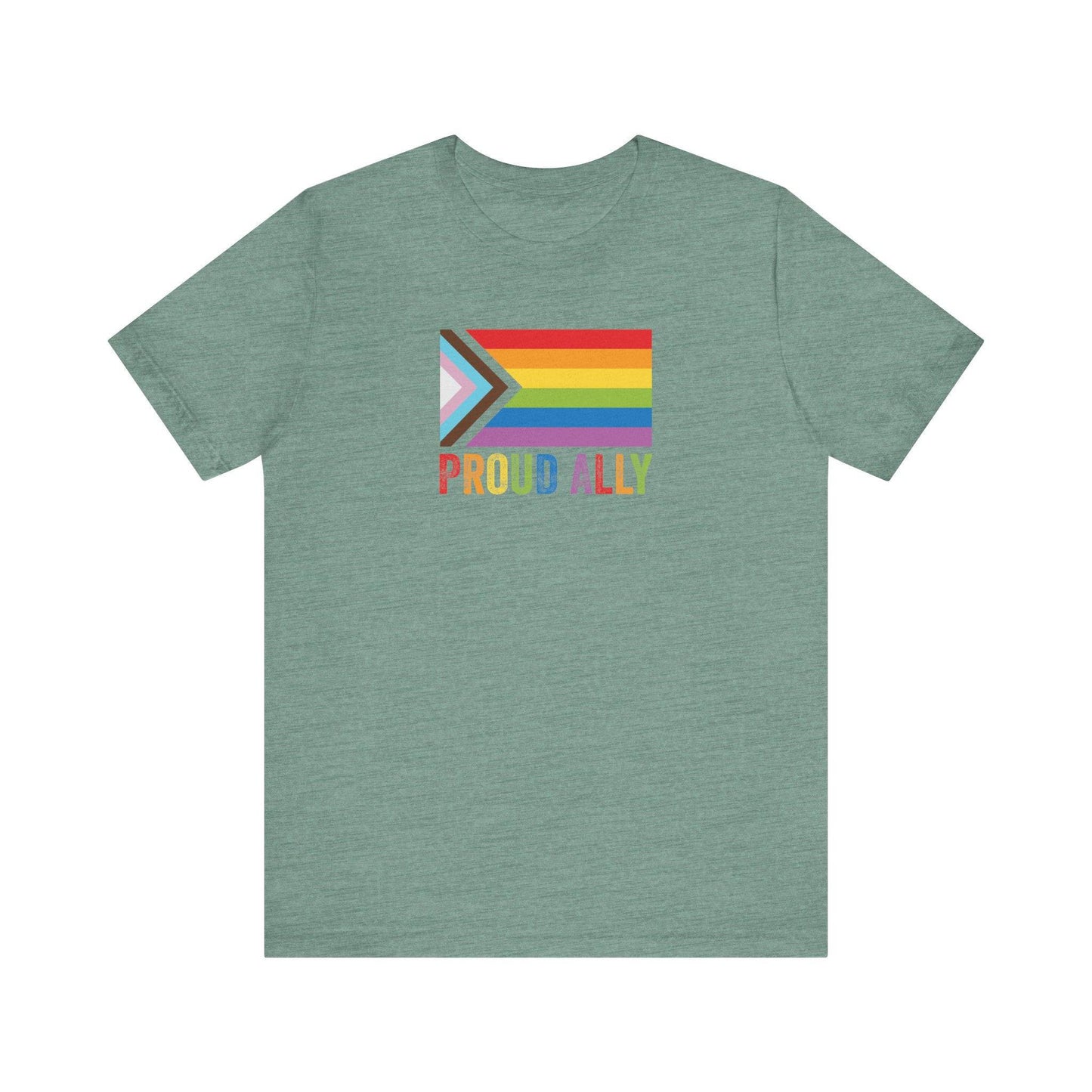 Proud Ally T-Shirt - LGBTQ Inclusive Rainbow Flag Tee - Goateez Style