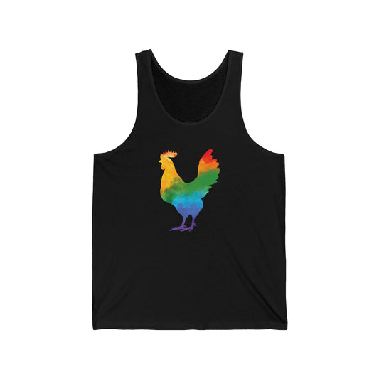 Rainbow Pride Rooster T-Shirt - Colorful LGBTQ Cock Tank - Goateez Style