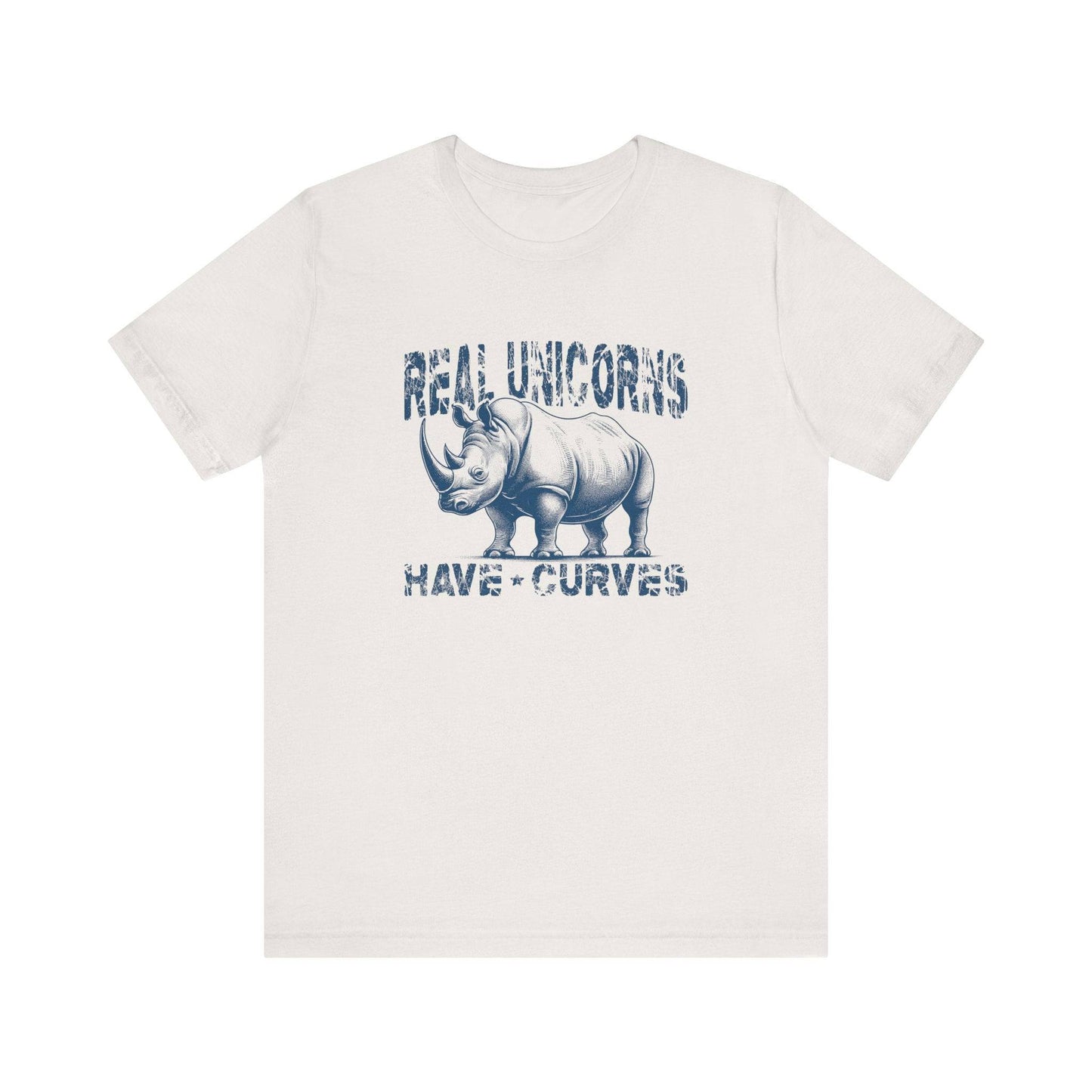 Real Unicorns Have Curves Funny Rhino Graphic T-Shirt - Goateez Style