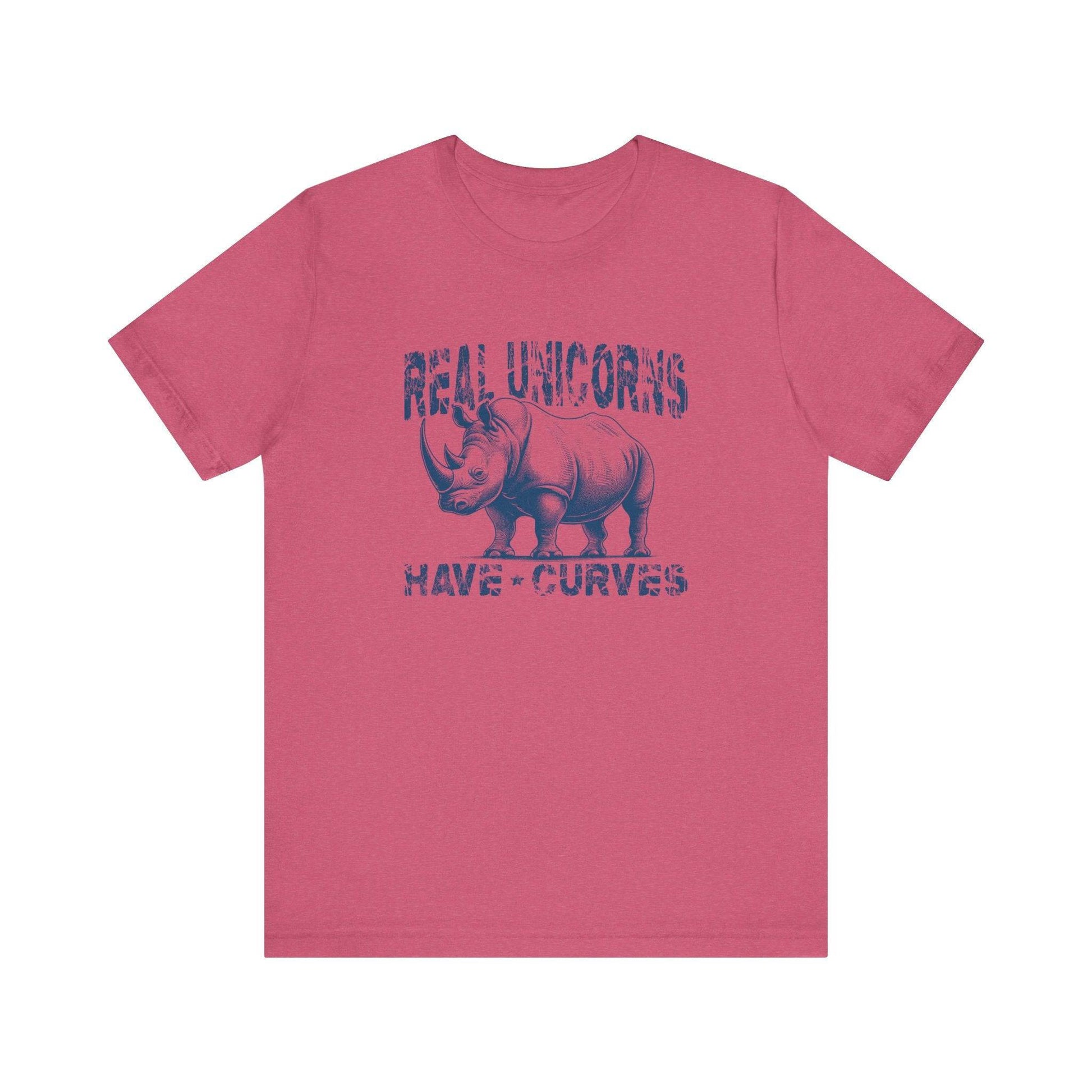 Real Unicorns Have Curves Funny Rhino Graphic T-Shirt - Goateez Style