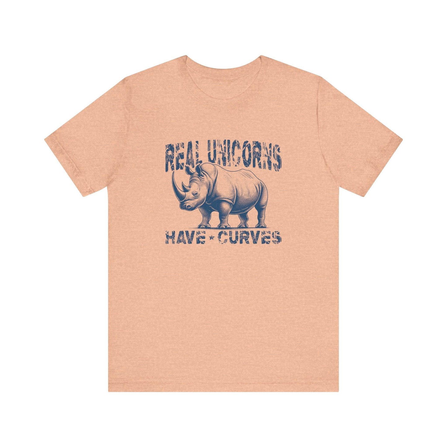 Real Unicorns Have Curves Funny Rhino Graphic T-Shirt - Goateez Style