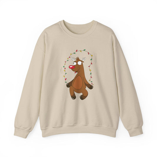Reindeer Christmas Lights Sweatshirt - Funny Holiday Design - Goateez Style