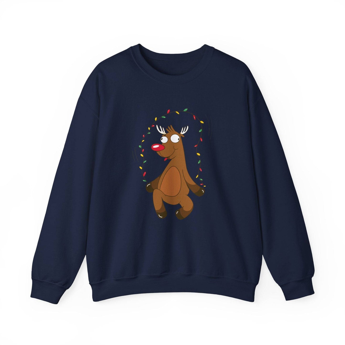 Reindeer Christmas Lights Sweatshirt - Funny Holiday Design - Goateez Style