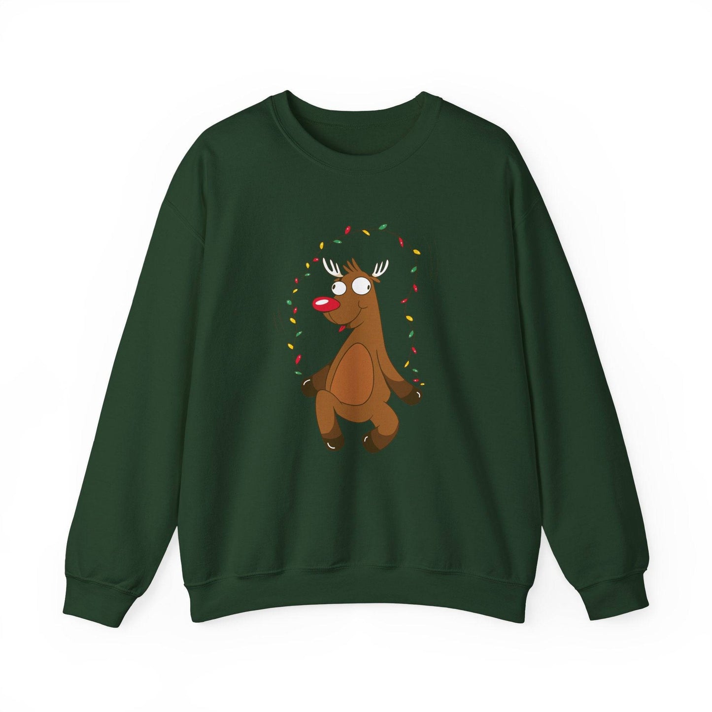 Reindeer Christmas Lights Sweatshirt - Funny Holiday Design - Goateez Style