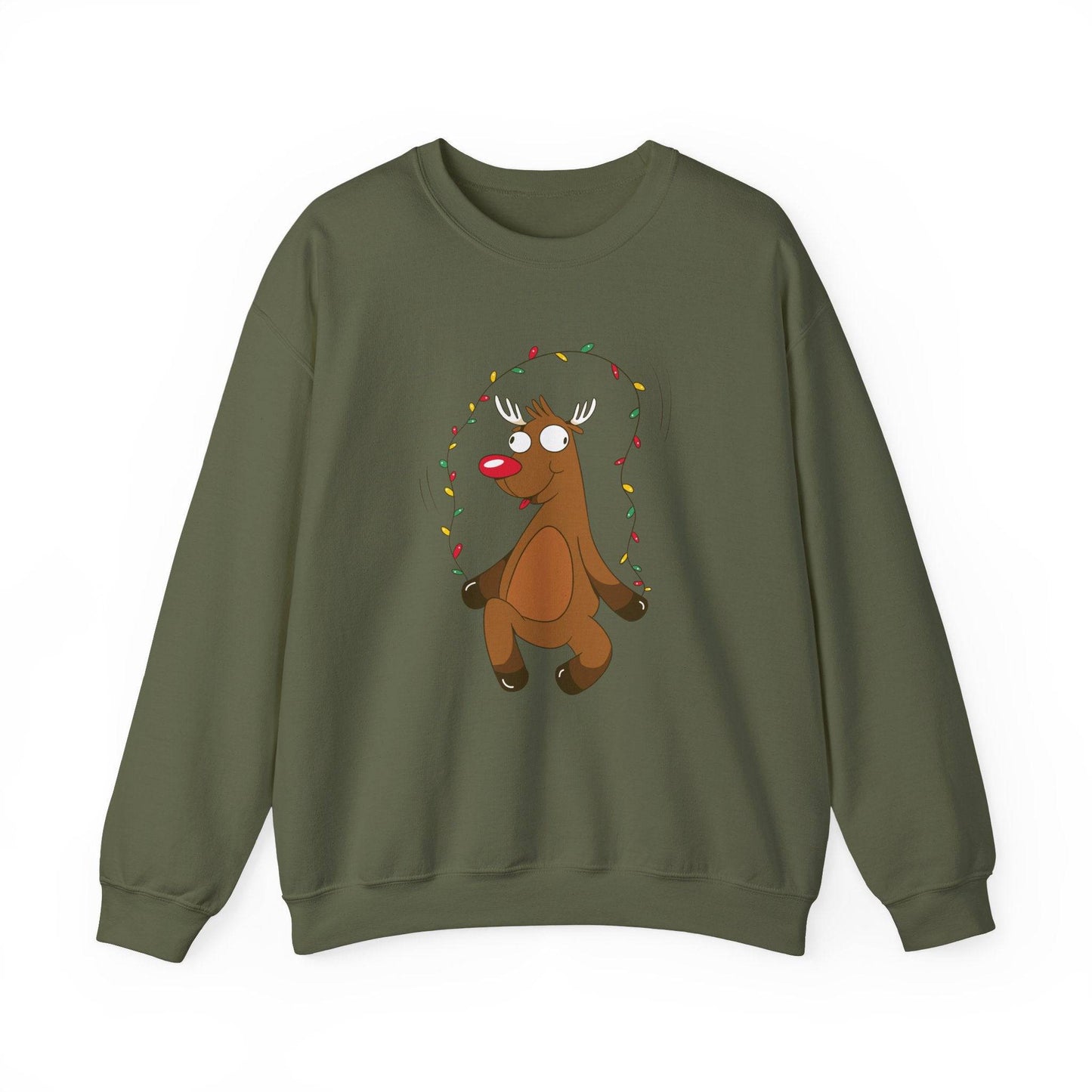 Reindeer Christmas Lights Sweatshirt - Funny Holiday Design - Goateez Style