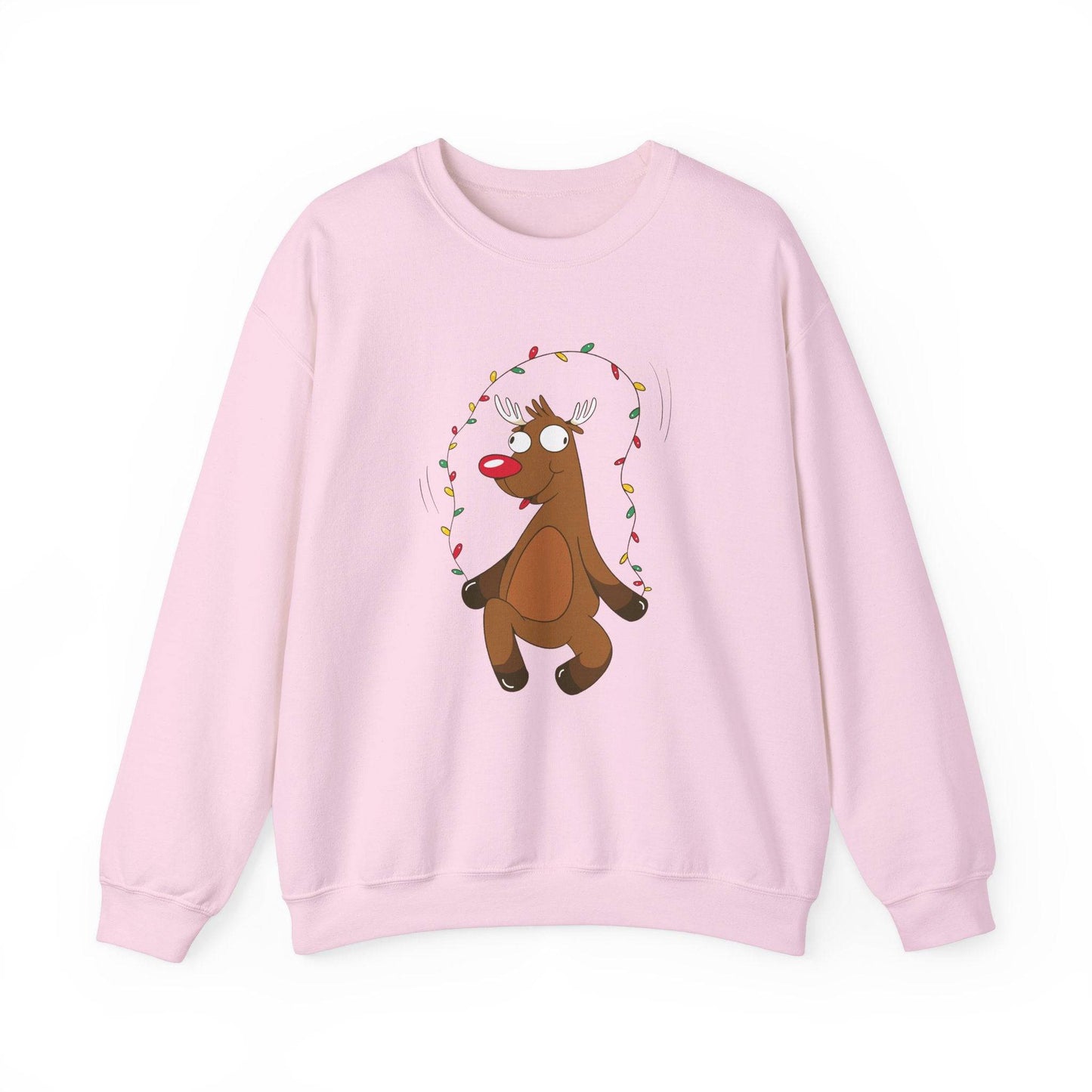 Reindeer Christmas Lights Sweatshirt - Funny Holiday Design - Goateez Style