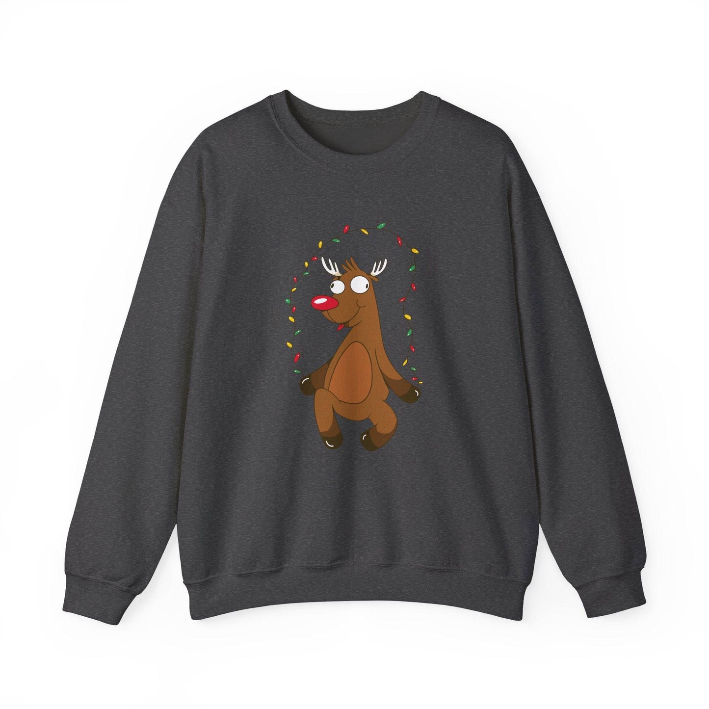 Reindeer Christmas Lights Sweatshirt - Funny Holiday Design - Goateez Style