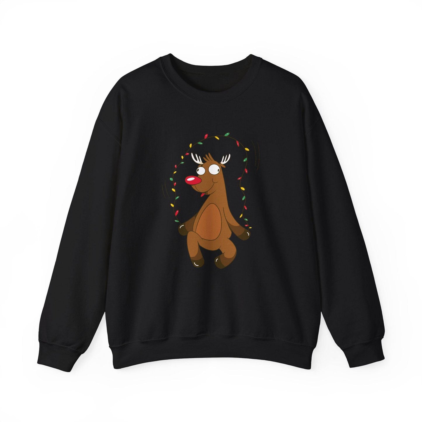Reindeer Christmas Lights Sweatshirt - Funny Holiday Design - Goateez Style