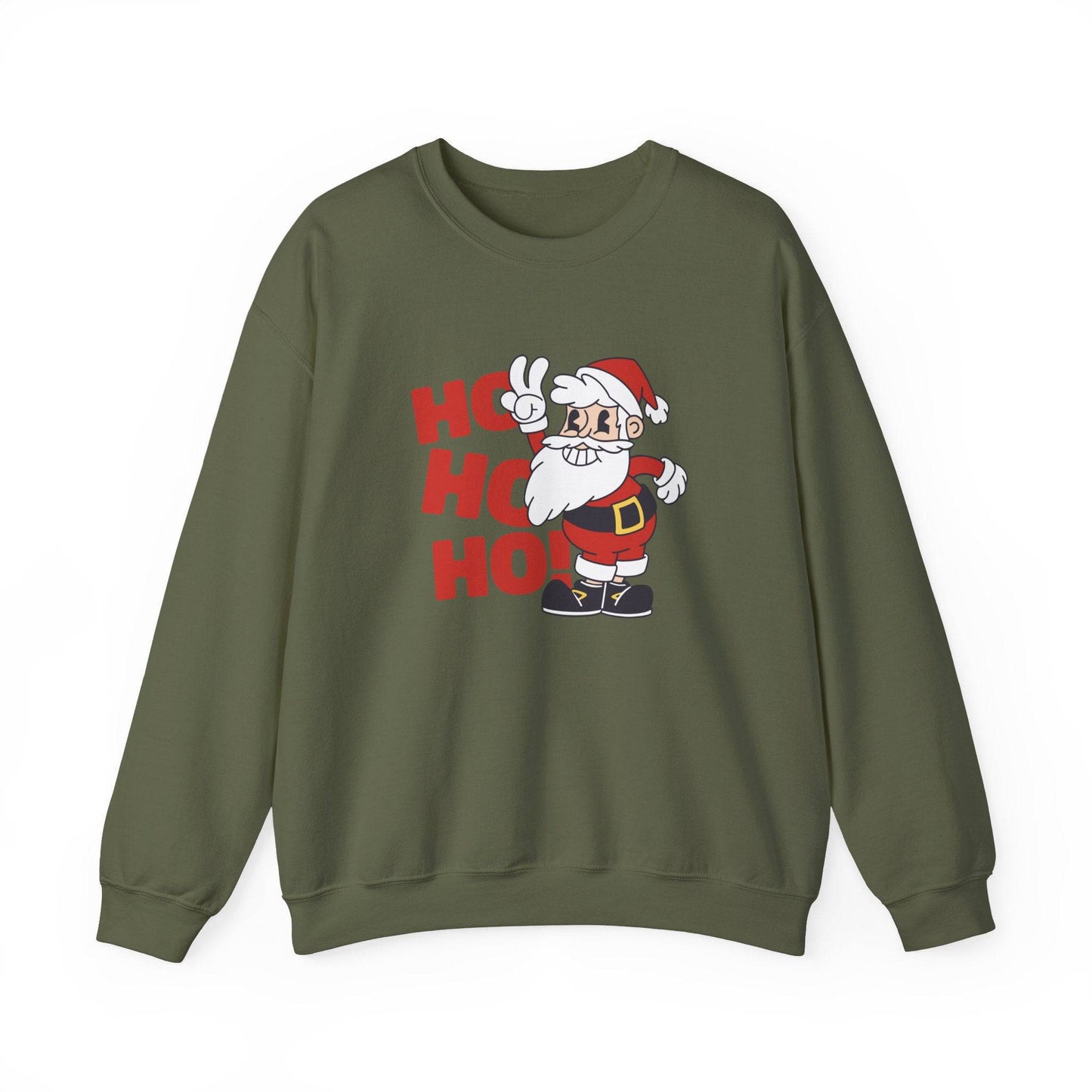 Retro Santa Ho Ho Ho Sweatshirt - Fun Christmas Graphic Sweatshirt - Goateez Style