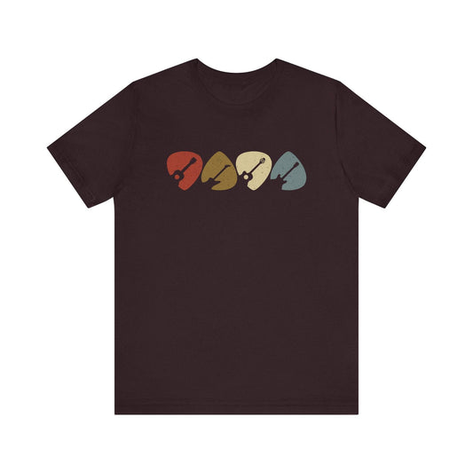 Retro Vintage Guitar Picks T-Shirt - Musician's Graphic Tee for Guitar Lovers - Goateez Style