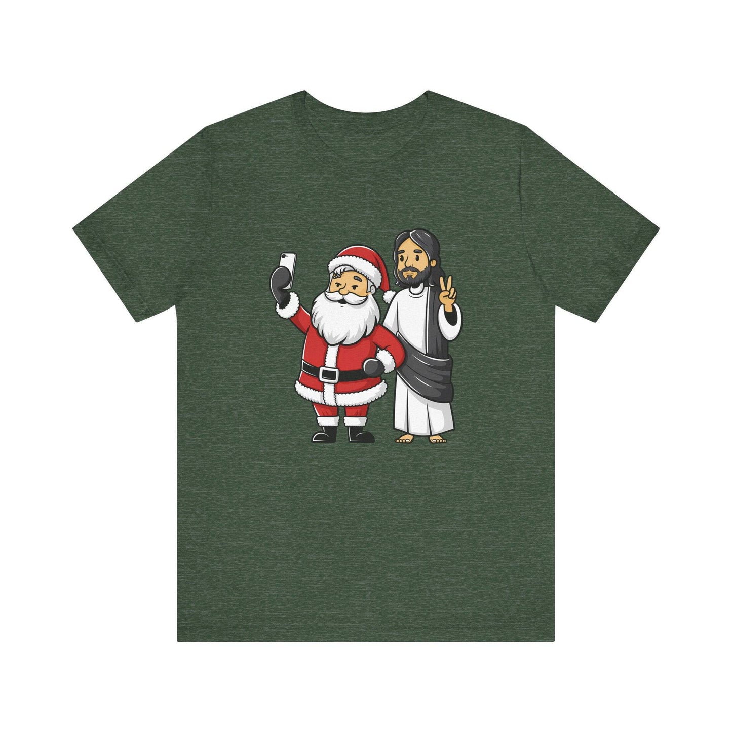 Santa and Jesus Selfie Christmas T-Shirt - Fun Holiday Humor Graphic Tee - Goateez Style