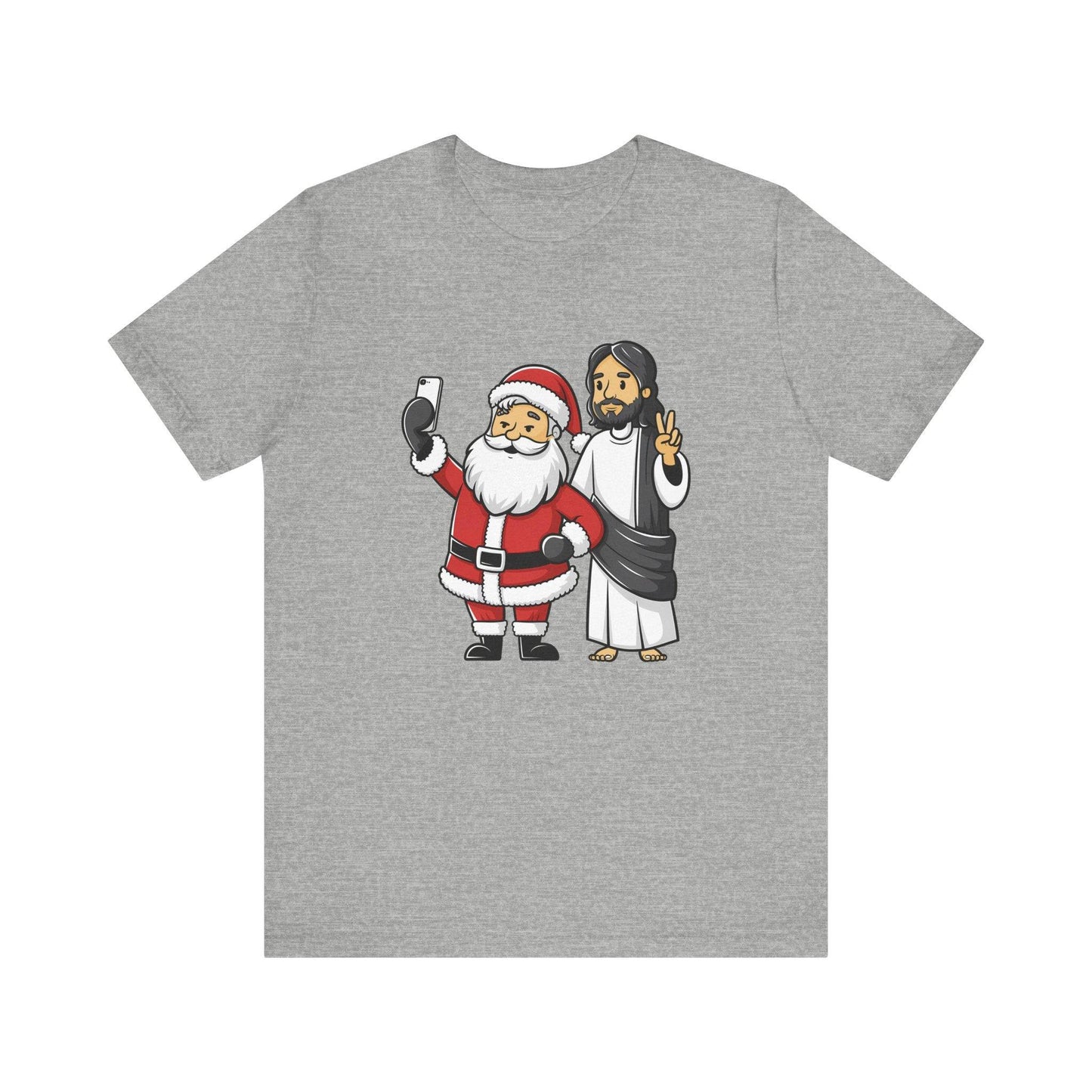 Santa and Jesus Selfie Christmas T-Shirt - Fun Holiday Humor Graphic Tee - Goateez Style