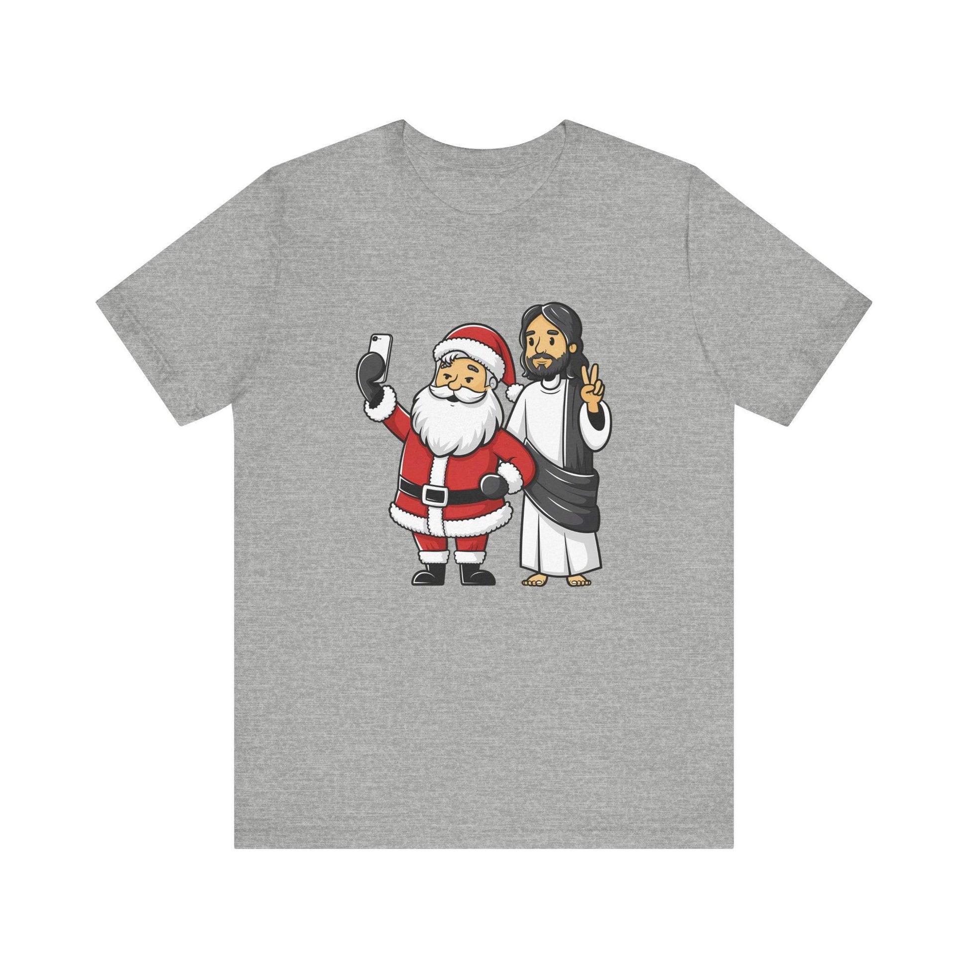 Santa and Jesus Selfie Christmas T-Shirt - Fun Holiday Humor Graphic Tee - Goateez Style