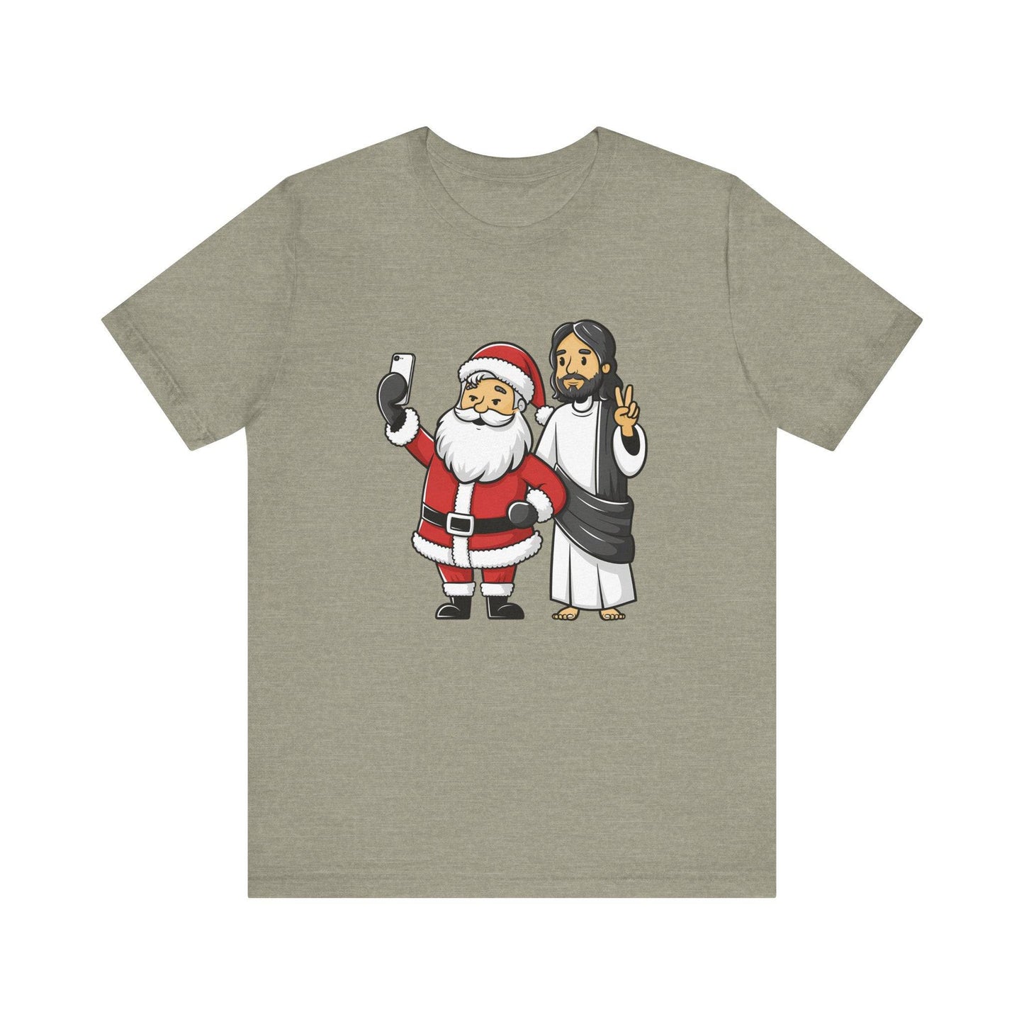 Santa and Jesus Selfie Christmas T-Shirt - Fun Holiday Humor Graphic Tee - Goateez Style