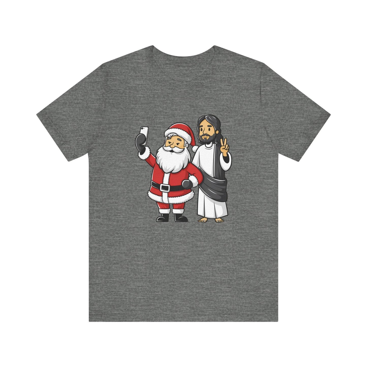 Santa and Jesus Selfie Christmas T-Shirt - Fun Holiday Humor Graphic Tee - Goateez Style