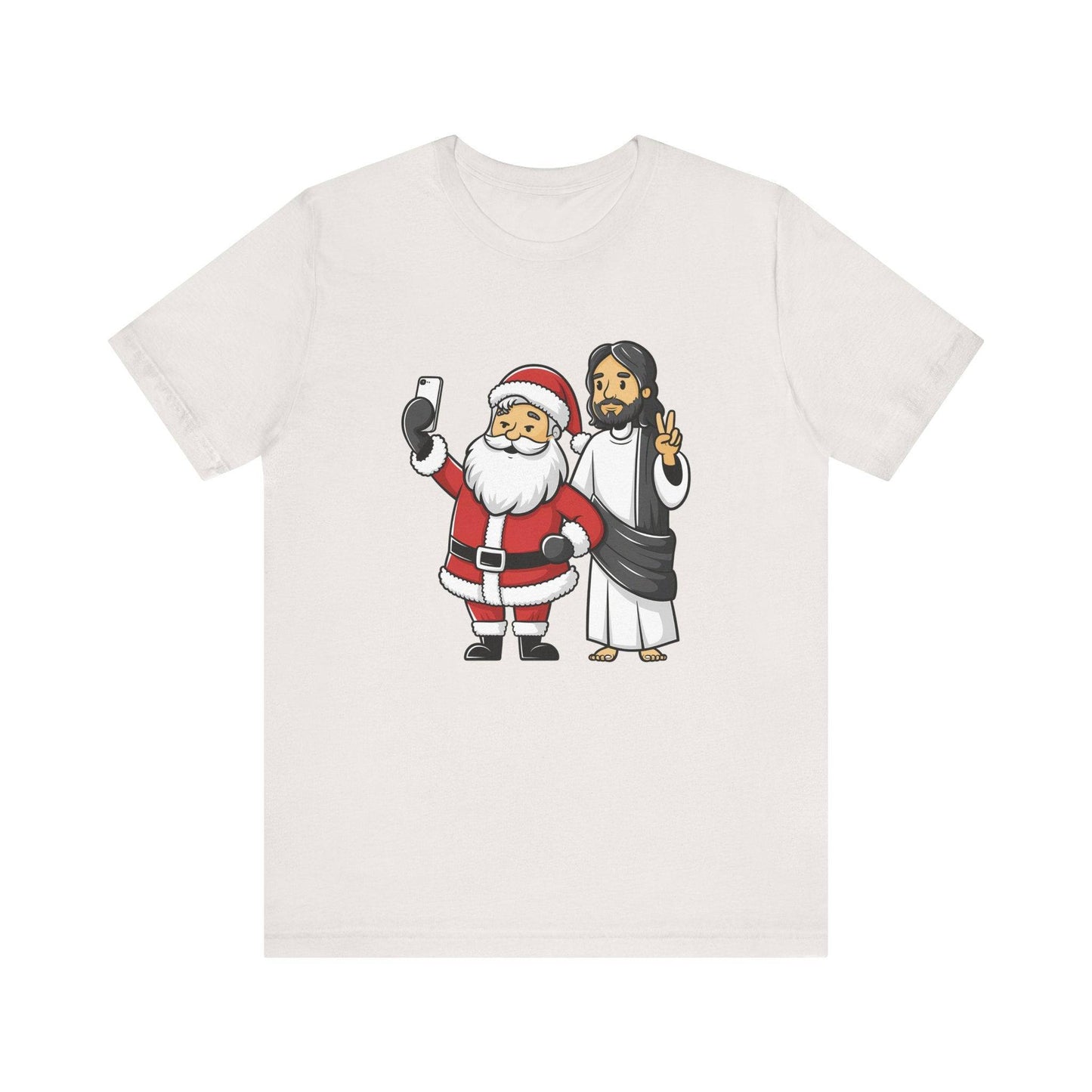 Santa and Jesus Selfie Christmas T-Shirt - Fun Holiday Humor Graphic Tee - Goateez Style