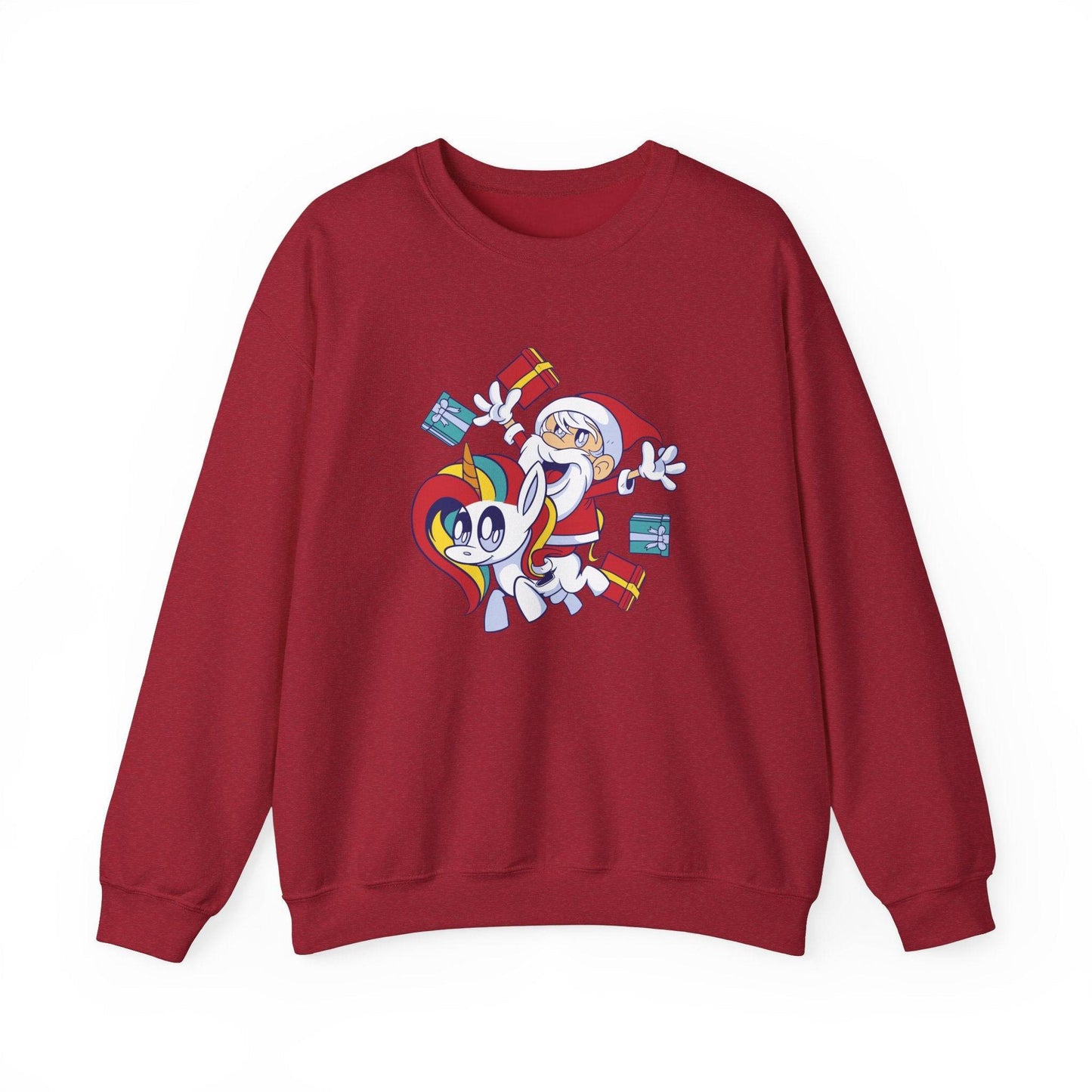 Santa and Unicorn Sweatshirt - Fun and Whimsical Christmas Gift - Goateez Style