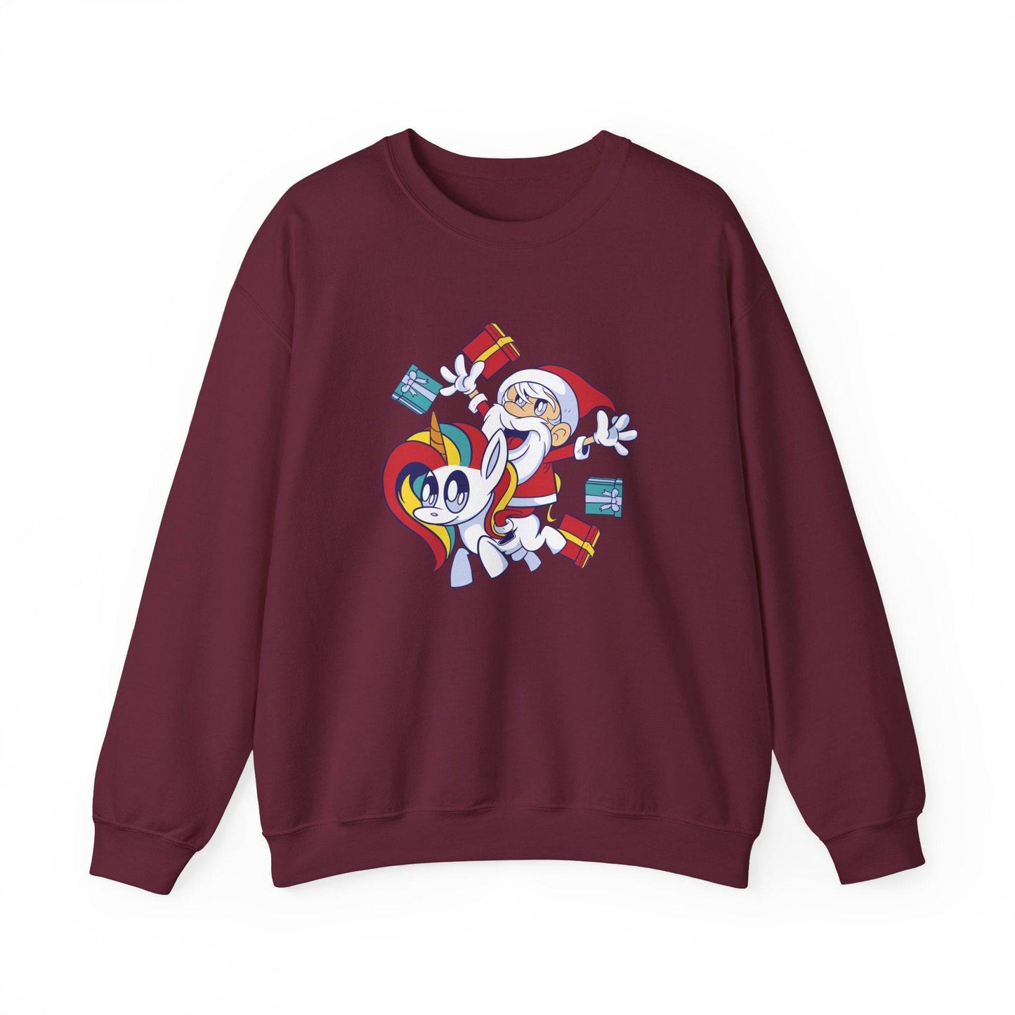 Santa and Unicorn Sweatshirt - Fun and Whimsical Christmas Gift - Goateez Style