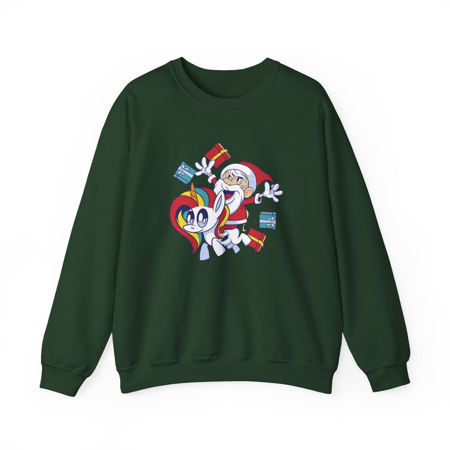 Santa and Unicorn Sweatshirt - Fun and Whimsical Christmas Gift - Goateez Style