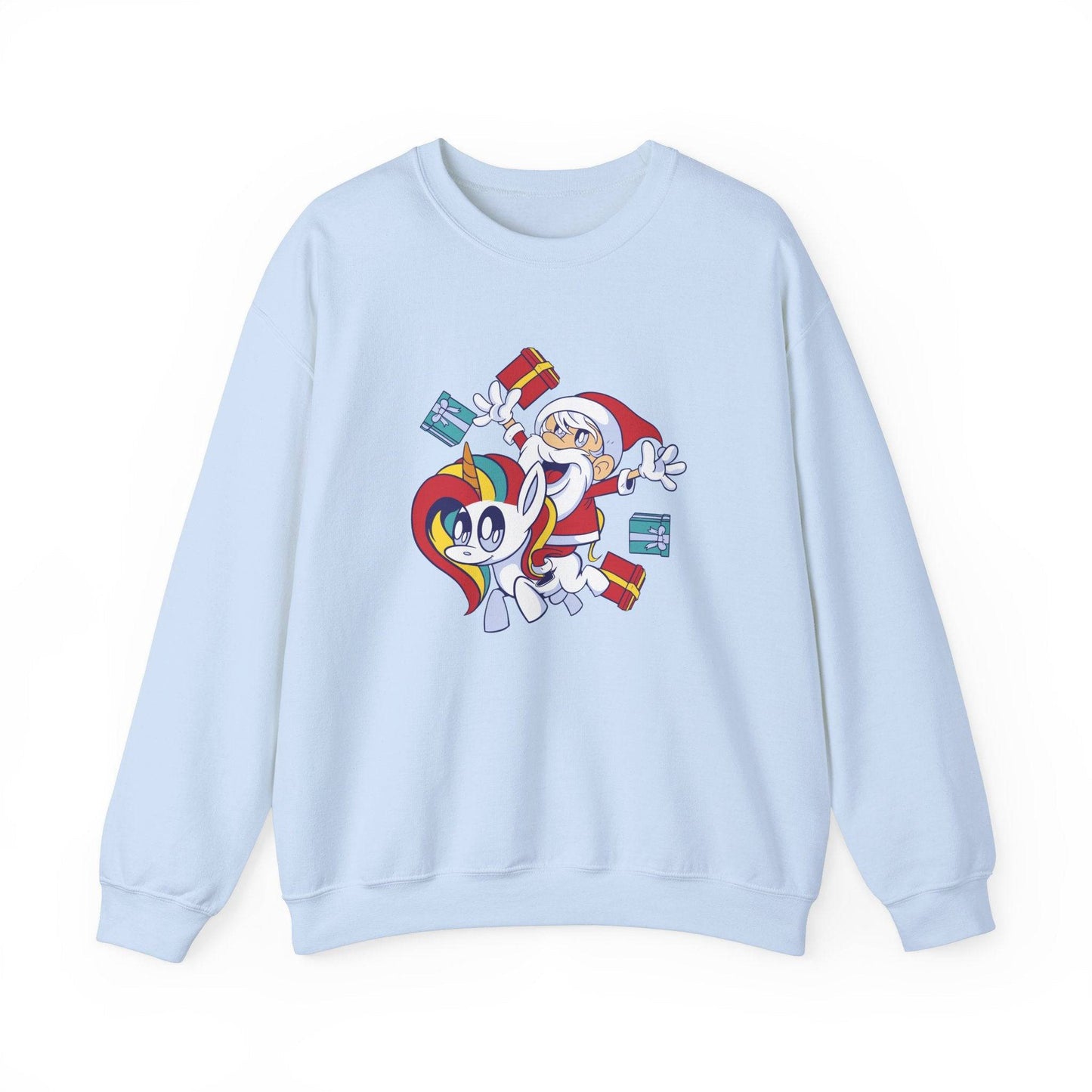 Santa and Unicorn Sweatshirt - Fun and Whimsical Christmas Gift - Goateez Style